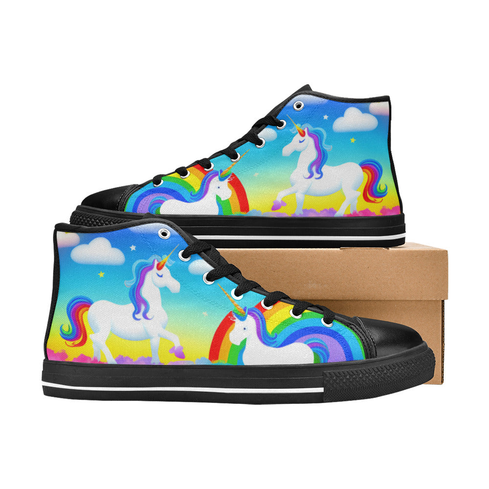 MEN'S Unicorns Rainbows Men’S High Top Canvas Wallpaper Art Custom Sneakers