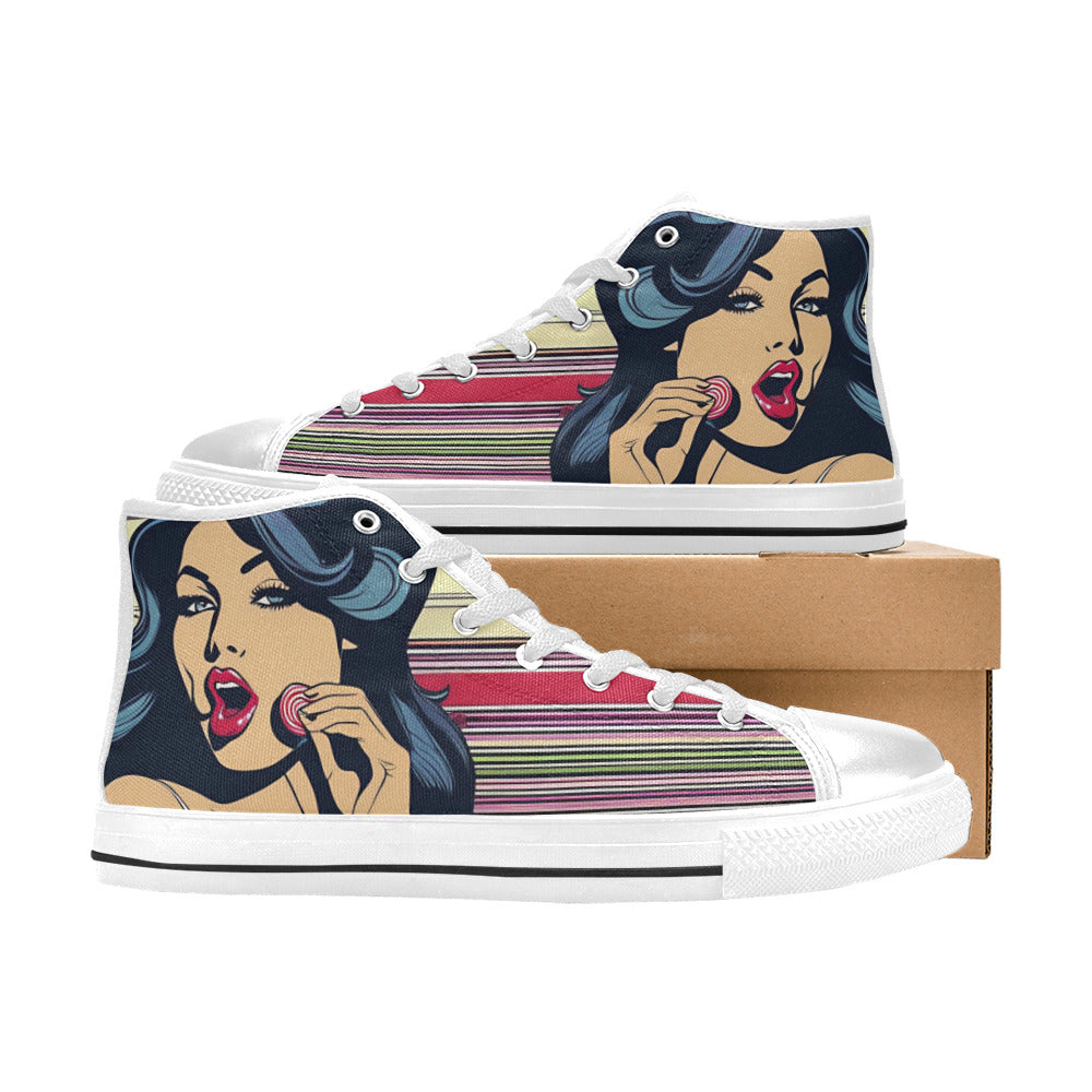WOMEN'S Chill Woman Art High Top Canvas Vivid Custom Sneakers