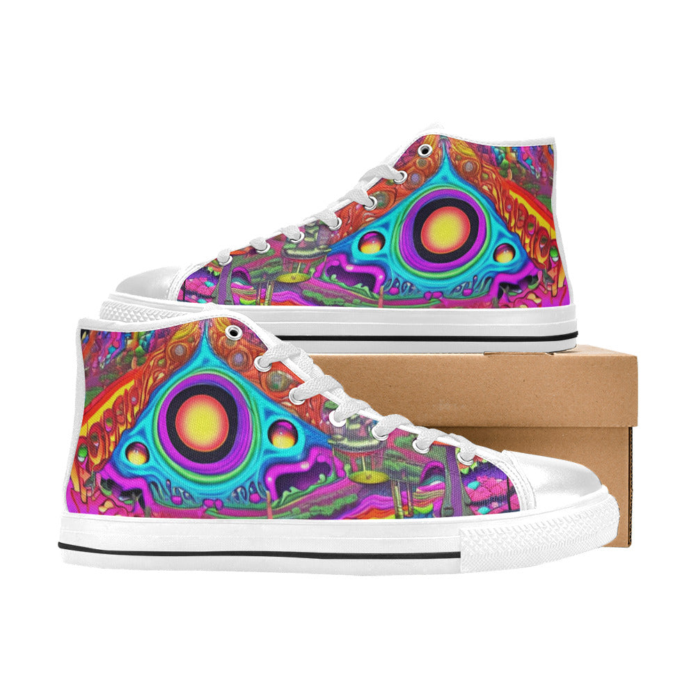WOMEN'S Trippy World Art High Top Canvas Dark Academia Custom Shoes
