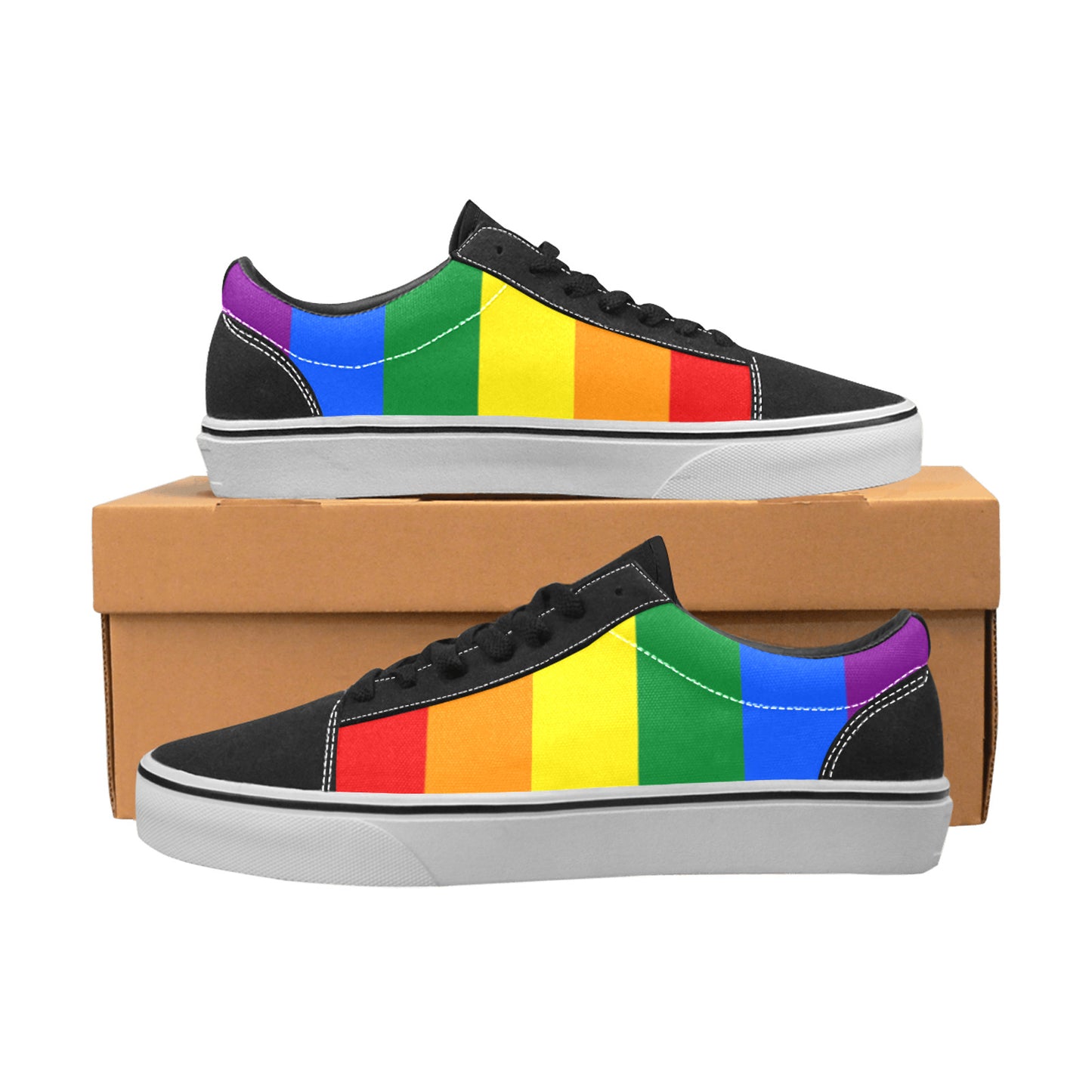 MEN'S Rainbow Transgender Flag Pride LGBT Low Top Skateboarding Custom Sneakers