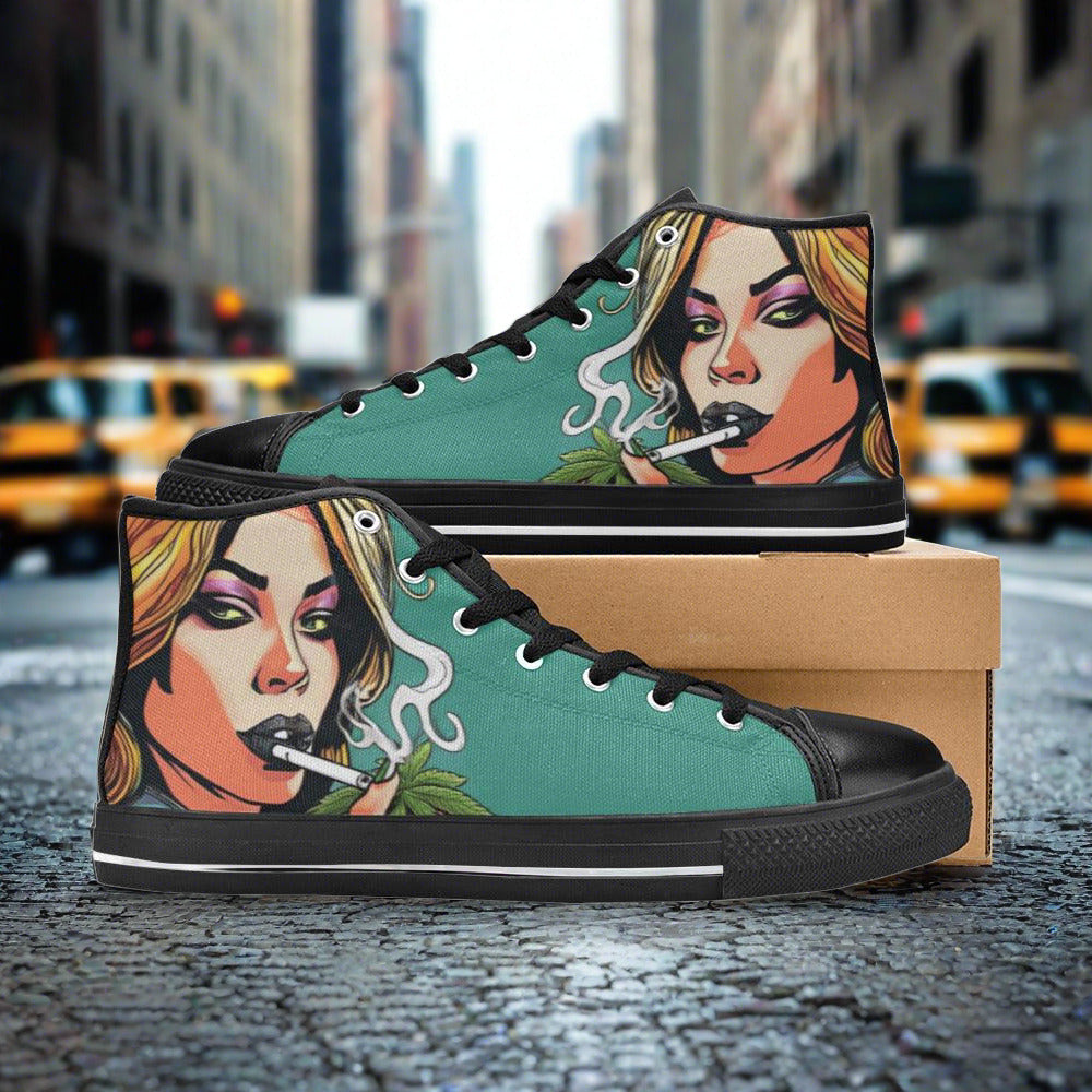 Aztec Neon Electric Wearable WOMEN Bold Art - Freaky Shoes | Custom Art Sneakers