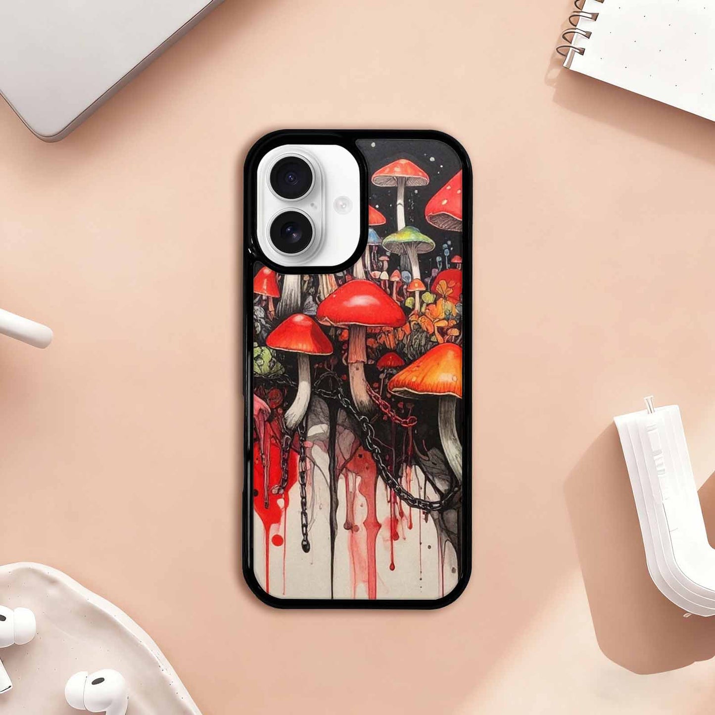 iPhone 17 Case — Black & Red Ink Original Art, Customized Protective Case
