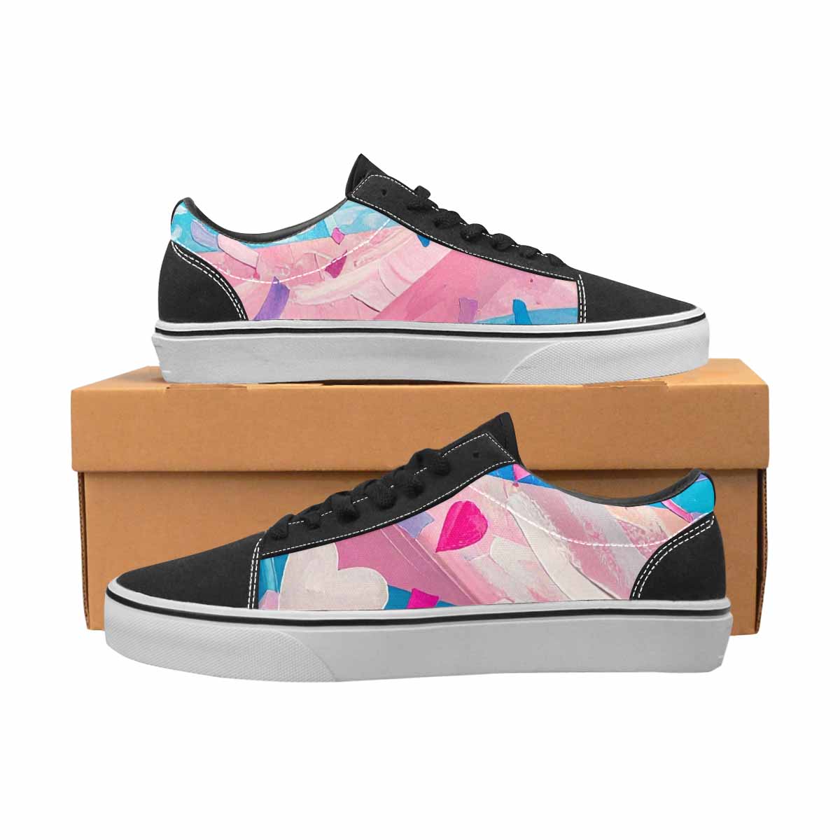 WOMEN'S Transgender Pride Flag Lace-Up Canvas Neon Fantasy Custom Shoes