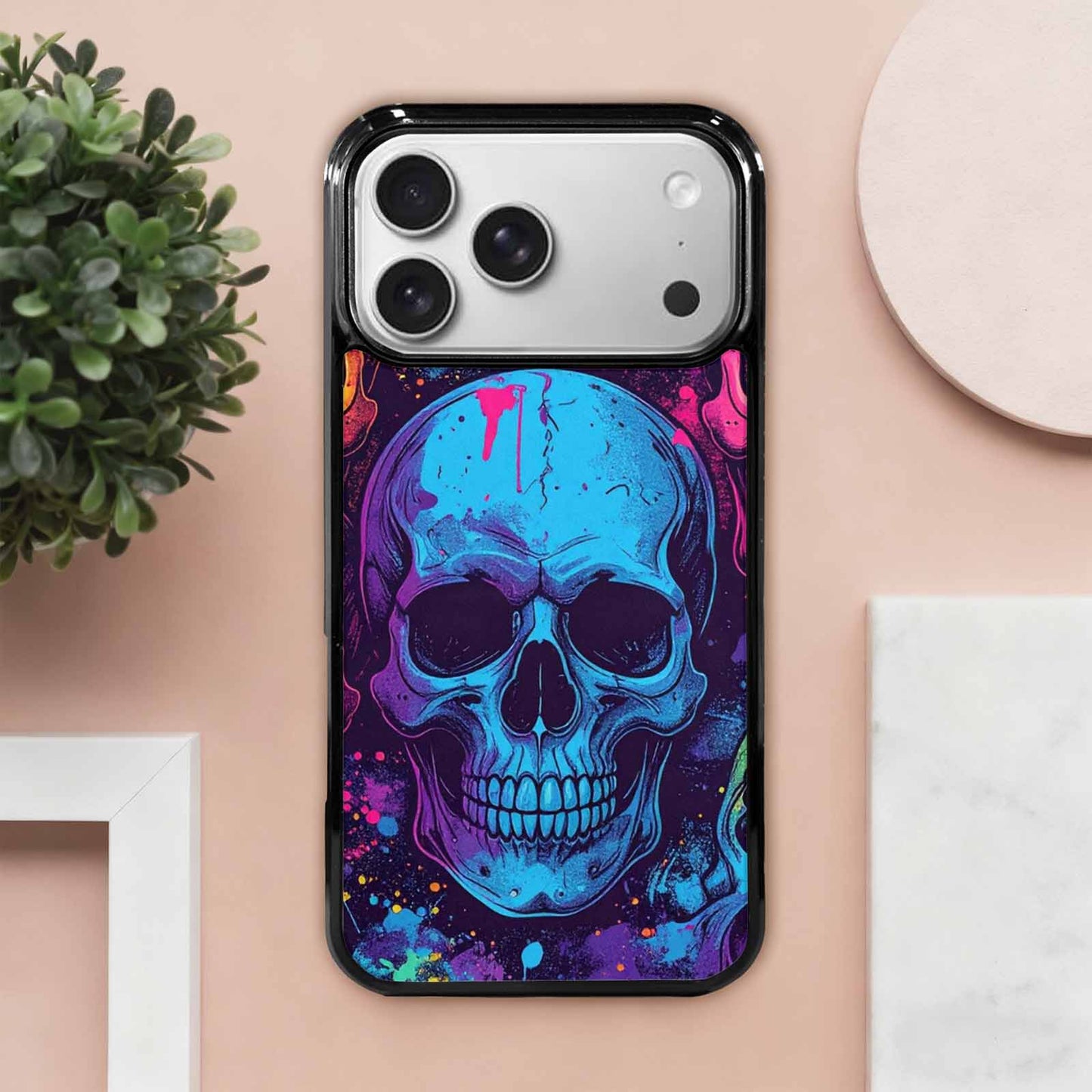 iPhone 17 Pro Max Case — Skulls Splatter Comic Gothic Skulls, Original Design Phone Case