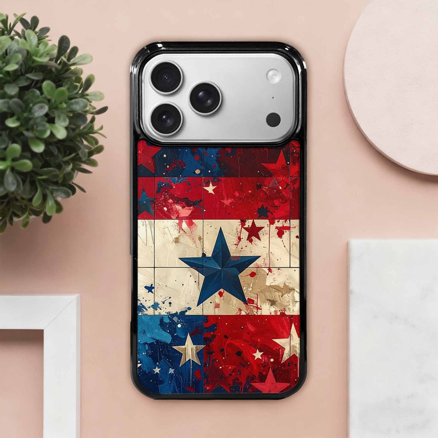 iPhone 17 Pro Max Case — Patriotic Stars And Stripes Galaxy Space, Custom Phone Case