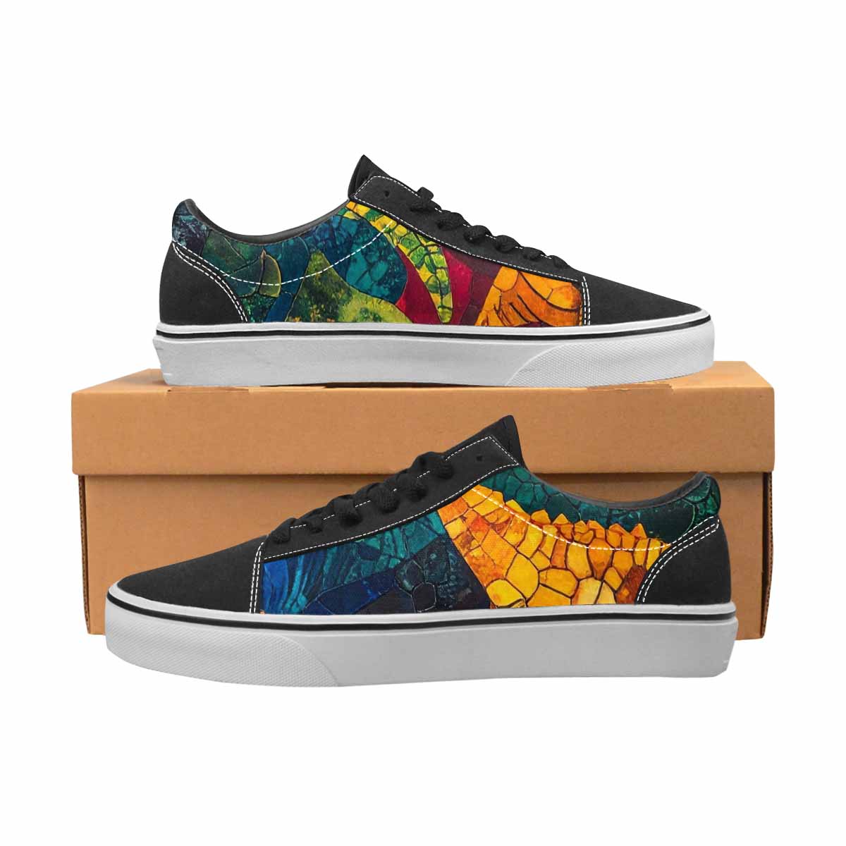 WOMEN'S Dinosaur Silhouette Canvas Lace-Up Cottagecore Custom Shoes