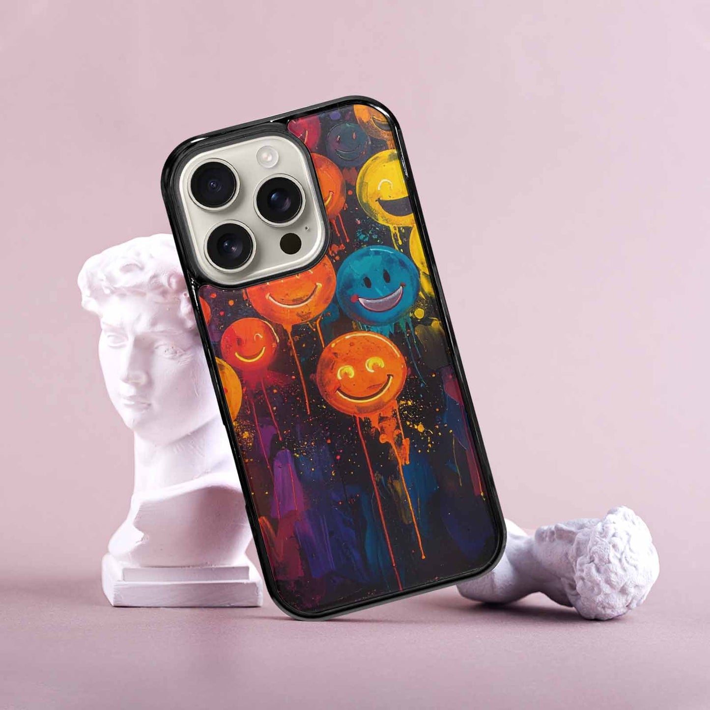 iPhone 16 Pro Case — Smiley Faces Glow Smiley Faces Pattern, Custom Made Phone Cover