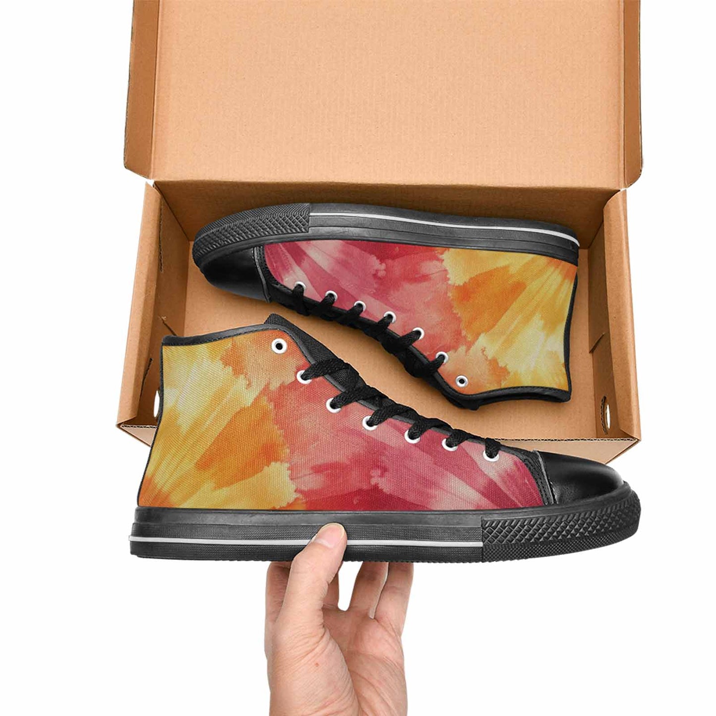 WOMEN'S Ombre Tie Dye Sunset High Top Canvas Surreal Sneakers