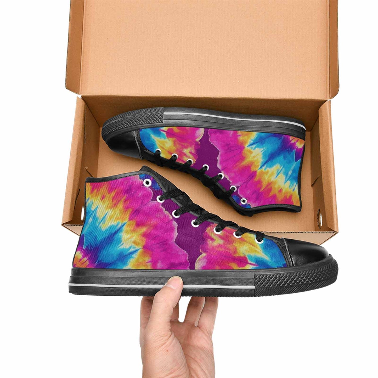 WOMEN'S Tie Dye Spiral High Top Canvas Wallpaper Art Custom Shoes