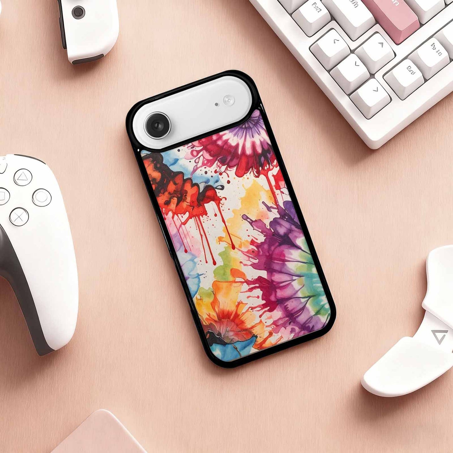 iPhone 17 Air Case — Tie Dye Swirls Black Red Tie, Custom Phone Case