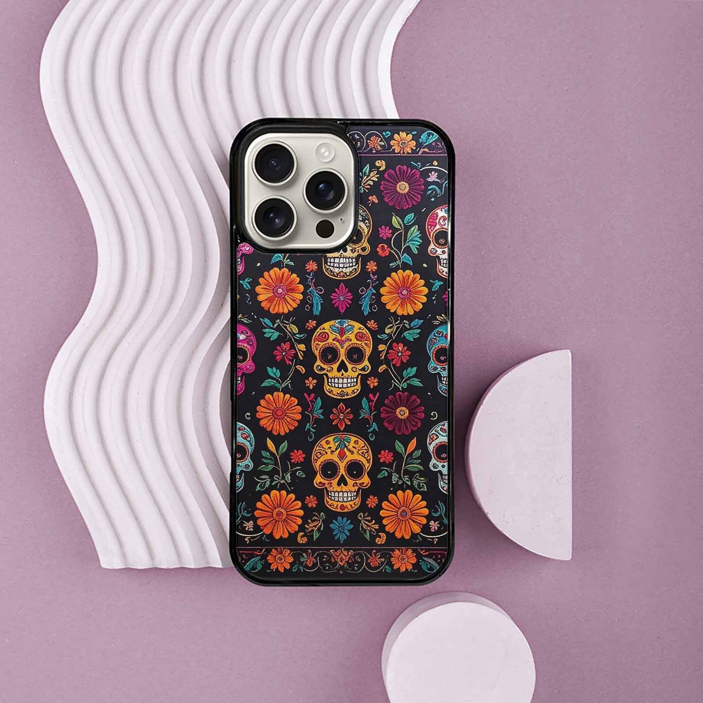 iPhone 16 Pro Max Case — Colorful Dia De Los Muertos Sugar, Custom Designed Case Cover