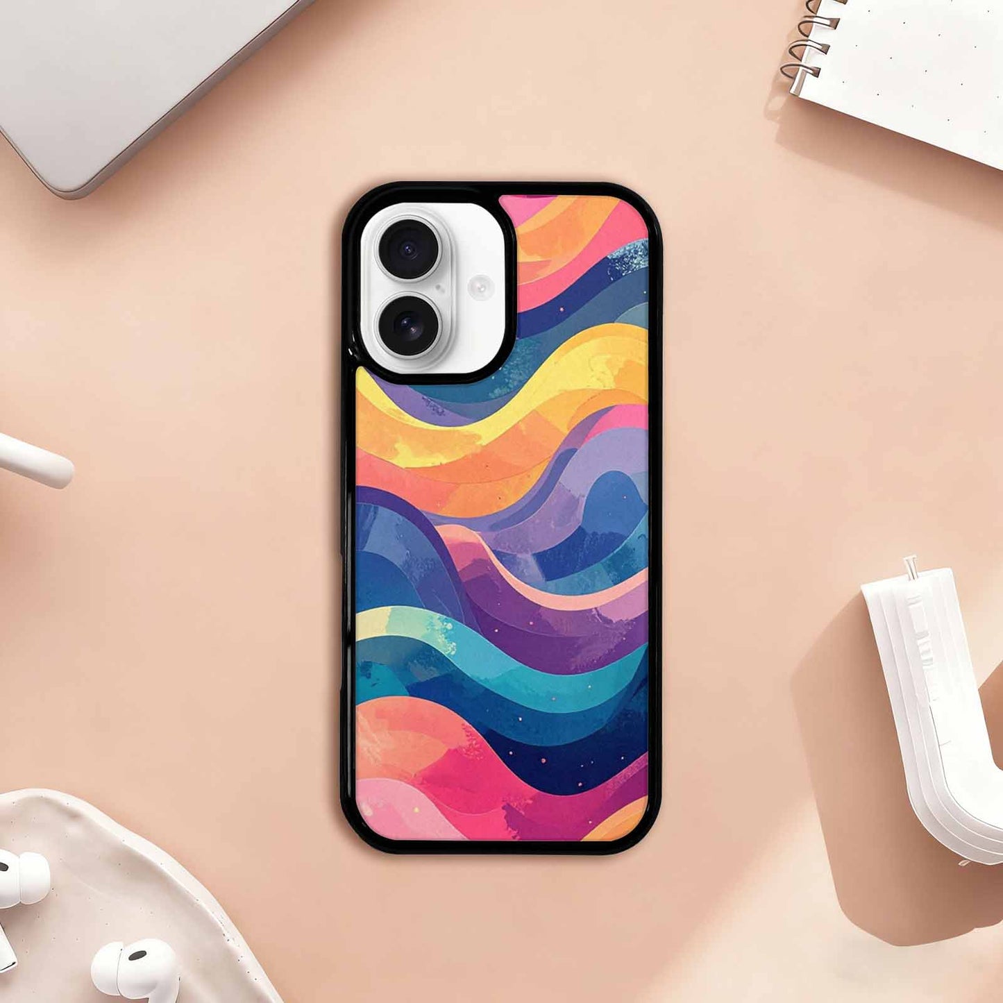 iPhone 17 Case — Glowing Camo Wave Camo, Custom Printed Phone Case