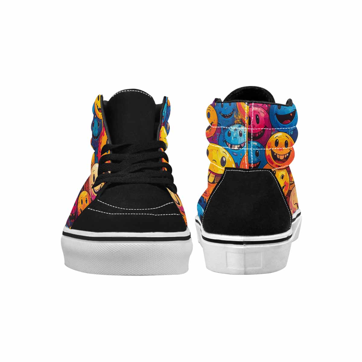 MEN'S Smiley Face High Top Canvas Boutique Neon Fantasy Custom Streetwear Shoes