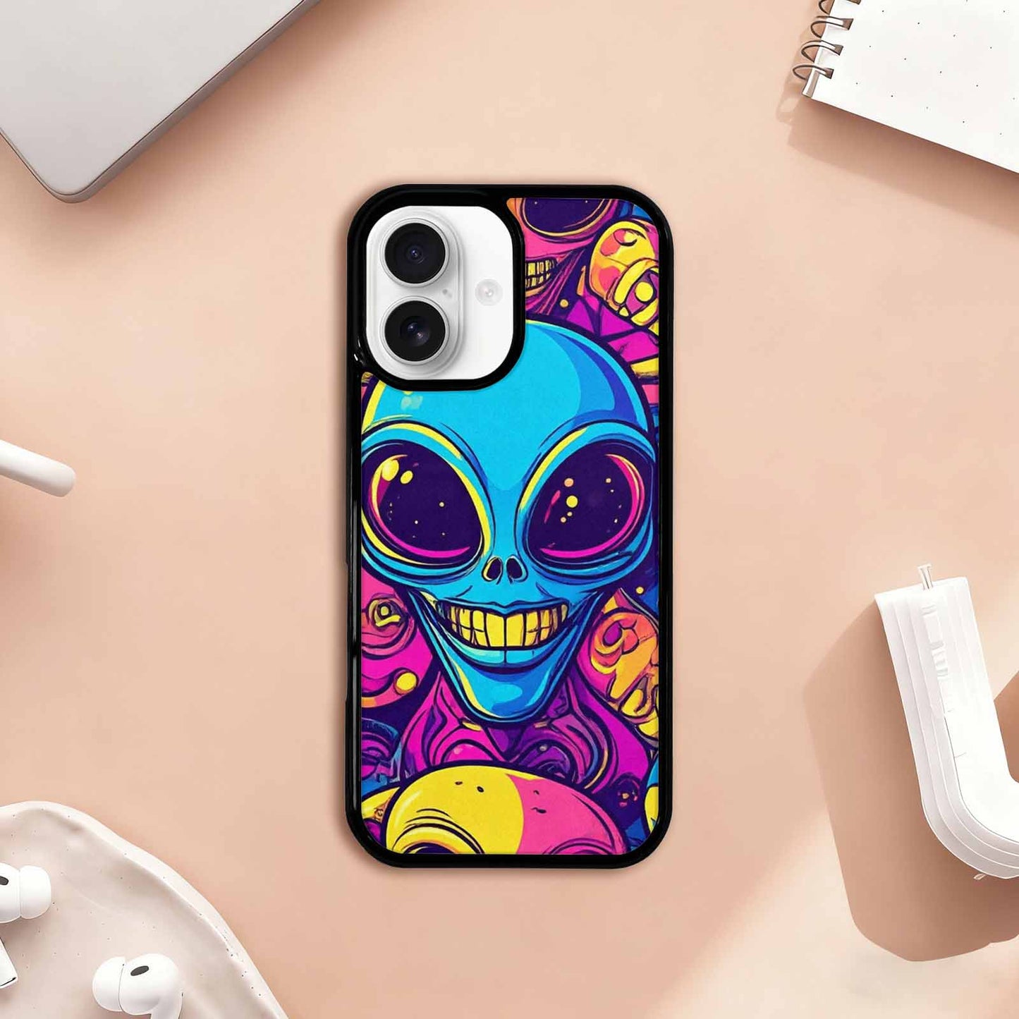 iPhone 17 Case — Alien Ufo Cartoon Art Alien Scifi, Custom Made Phone Cover
