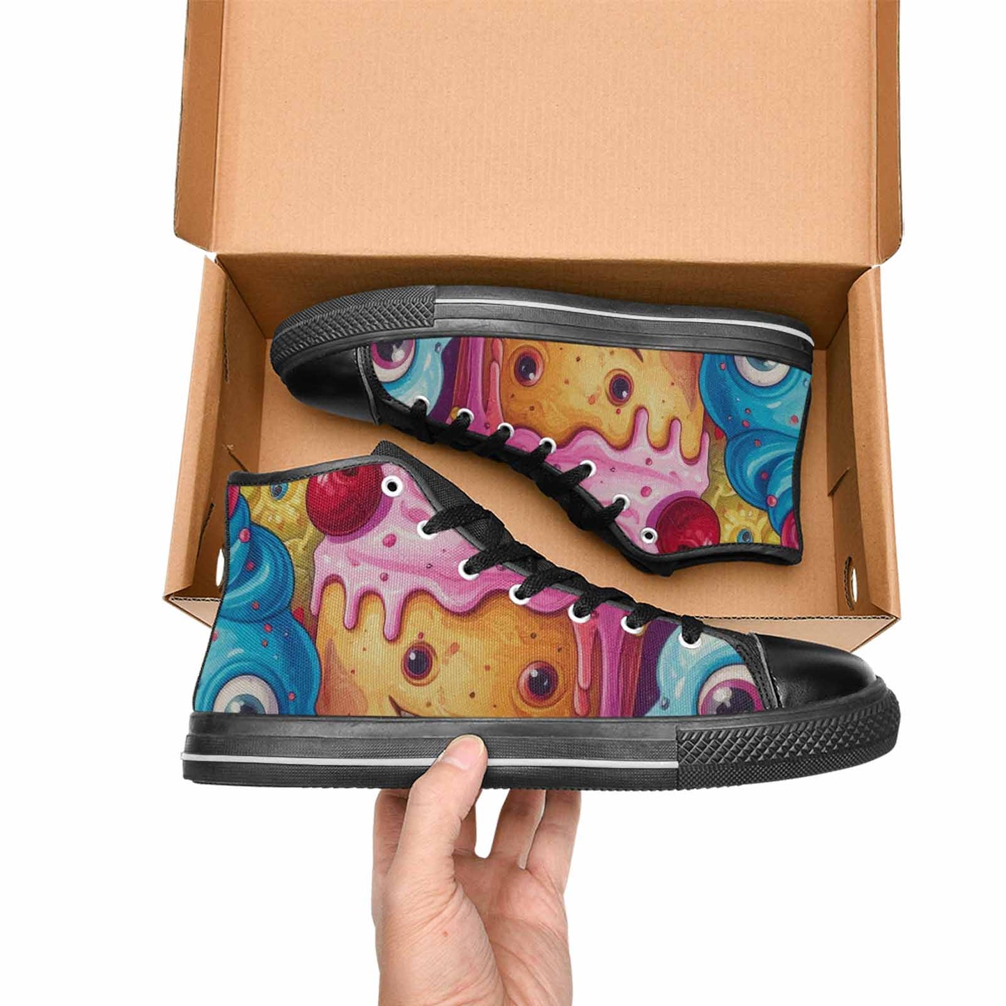 WOMEN'S Melting Icecream Monster Cherry High Top Canvas Dreamcore Sneakers