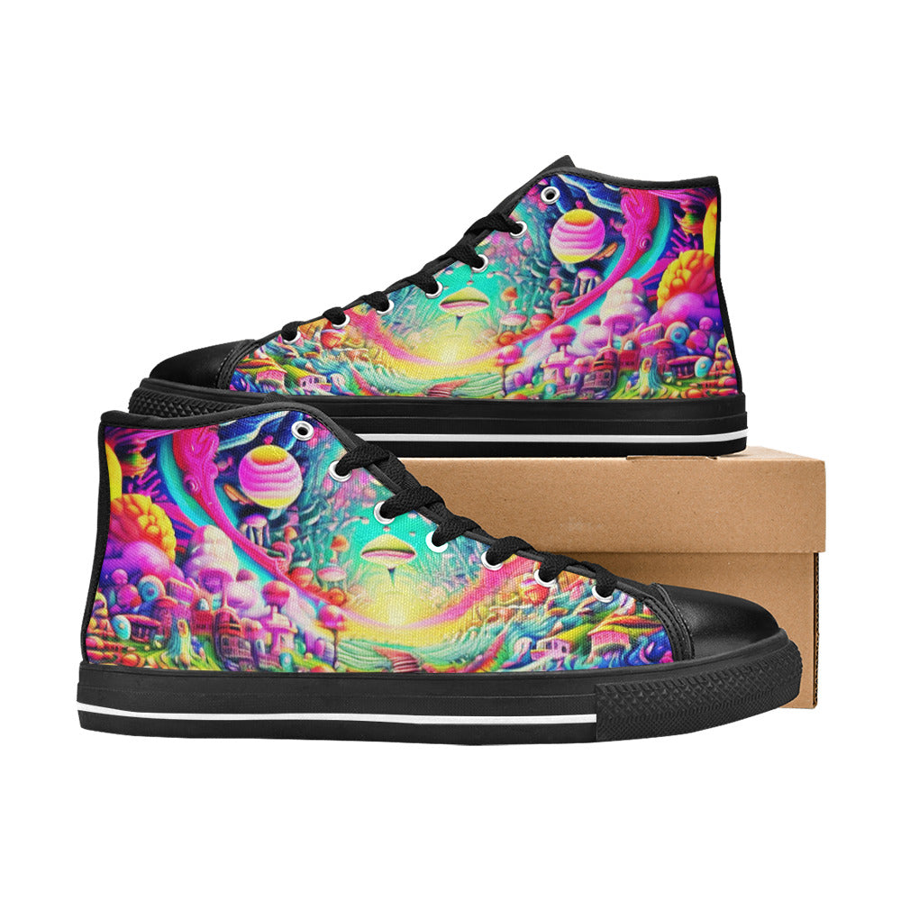 MEN'S Trippy World Art 8 High Top Canvas Vivid Sneakers