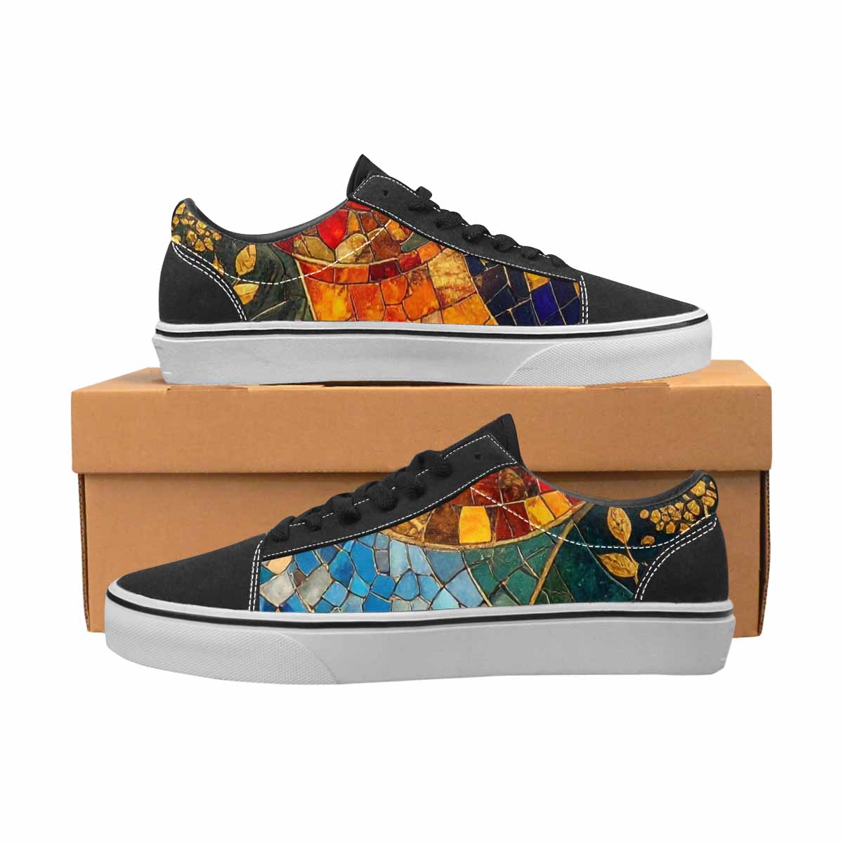 WOMEN'S Klimt-Style Gold Leaf Canvas Lace-Up Dreamcore Custom Sneakers
