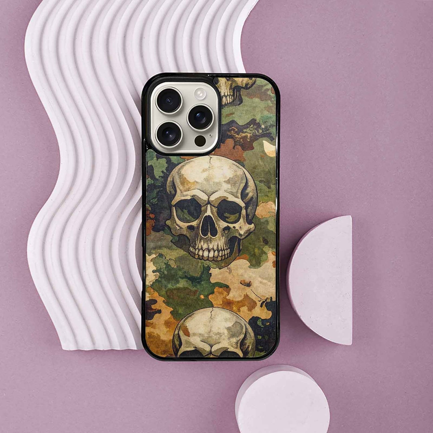 iPhone 16 Pro Max Case — Military Camo Texture Combined With Distressed, Customized Protective Case