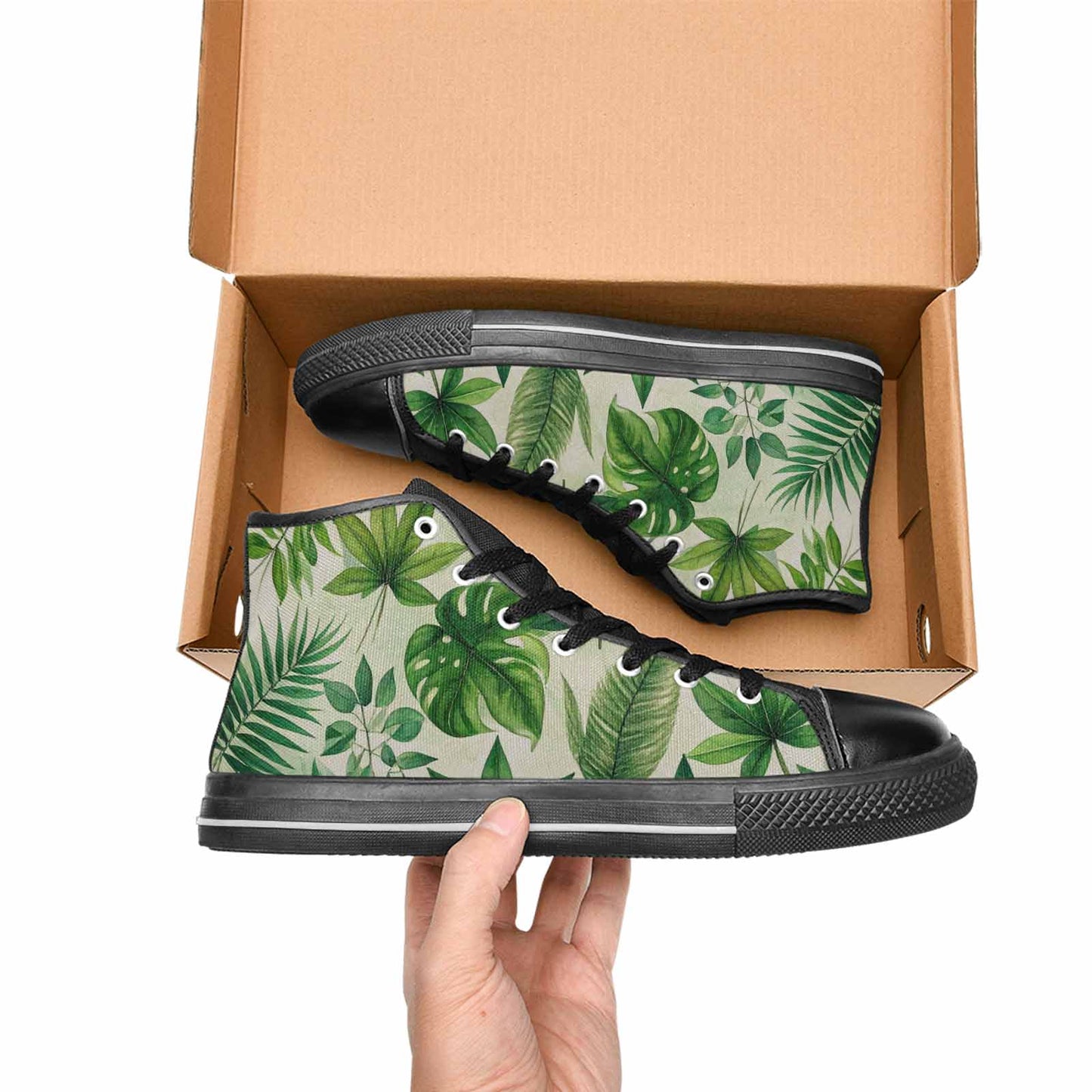 MEN'S Seven-Point Palmate Leaf High Top Canvas Vibrant Chaos Sneakers