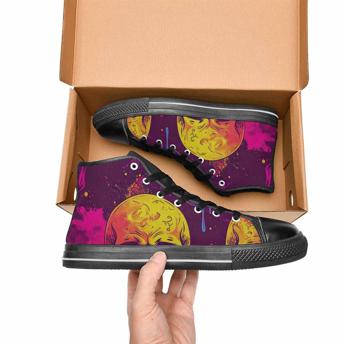 MEN'S Tie Dye Skulls Print High Top Canvas Aesthetic Shoes