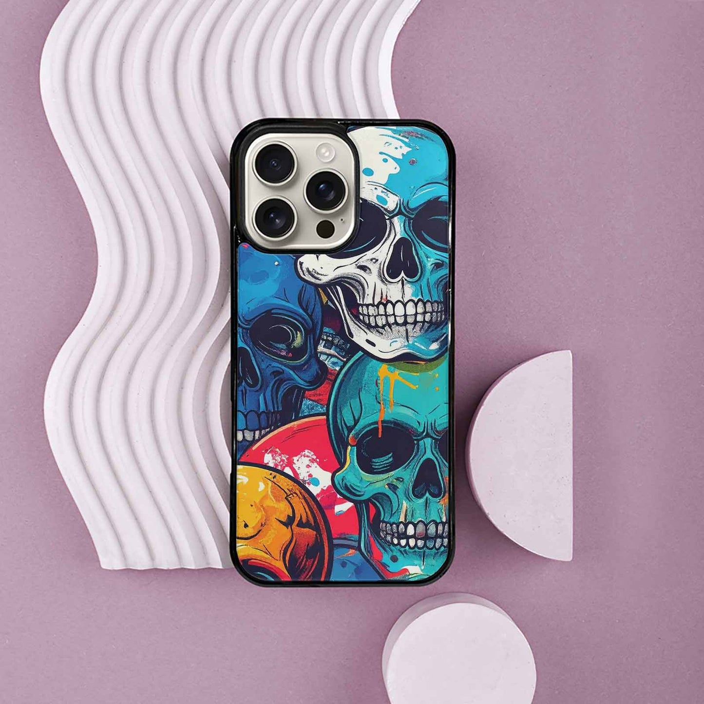 iPhone 16 Pro Max Case — Graffiti Skull Art Seamless Pattern Vibrant, Original Design Phone Case