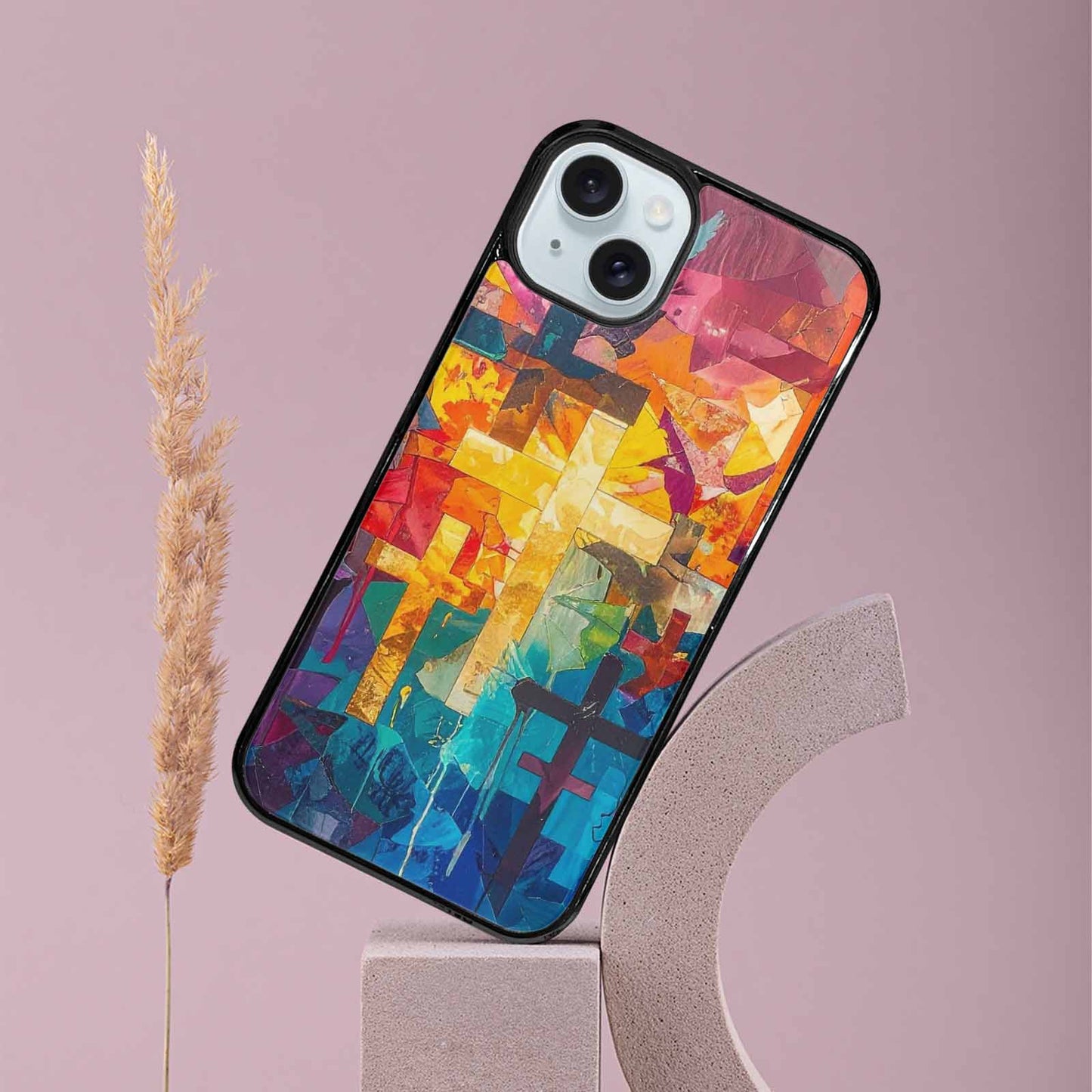 iPhone 15 Plus Case — Faith Cross And Faith Icons Pattern, Custom Art Phone Cover