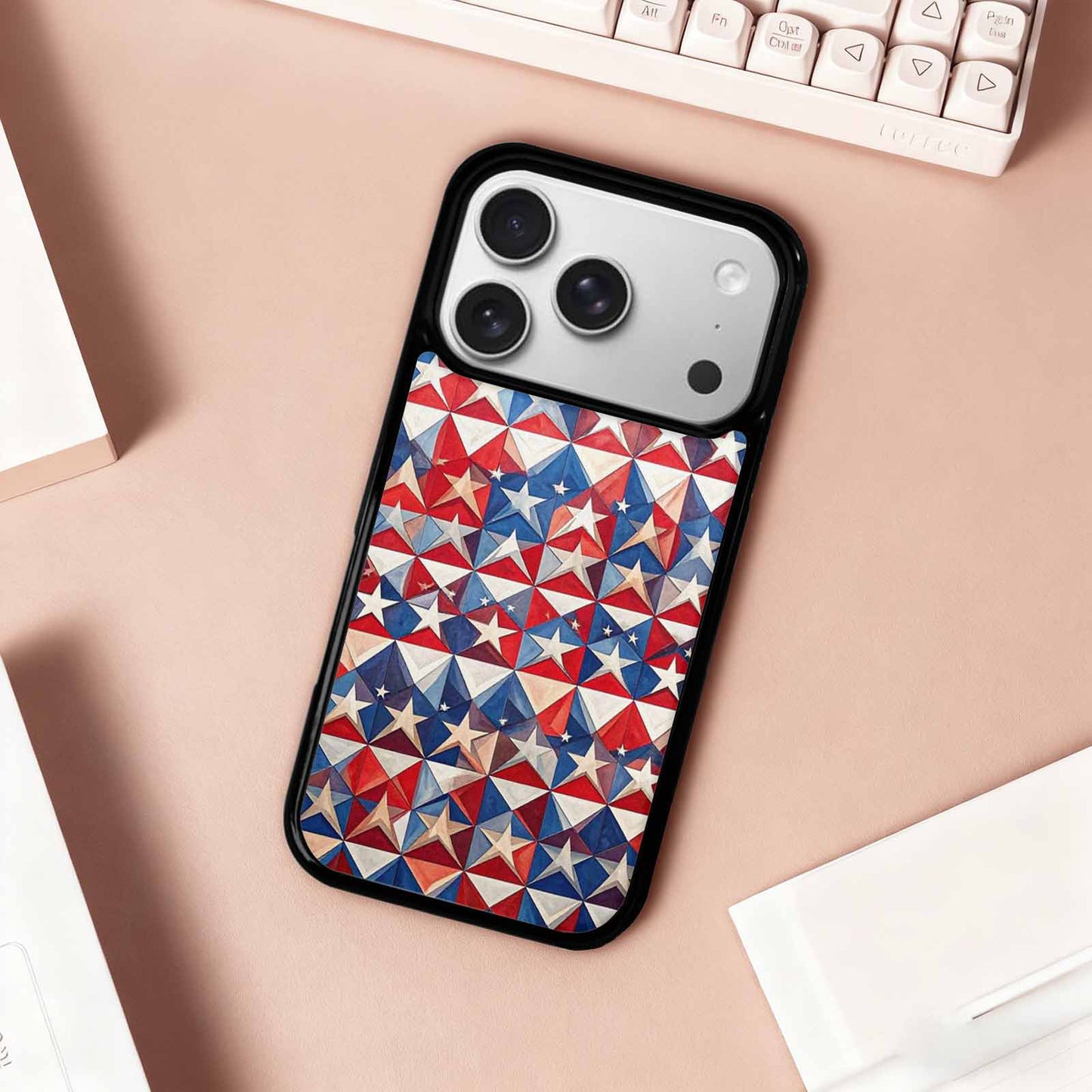 iPhone 17 Pro Case — Small American Flag Stars And Galaxy, Custom Made Phone Cover