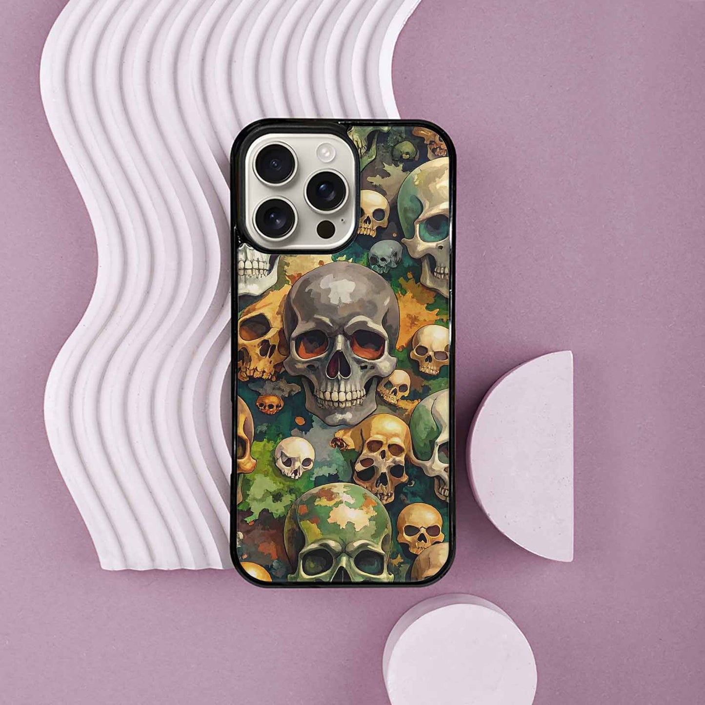 iPhone 16 Pro Max Case — Skulls Camoskulls Pattern Hu Avd, Custom Phone Case