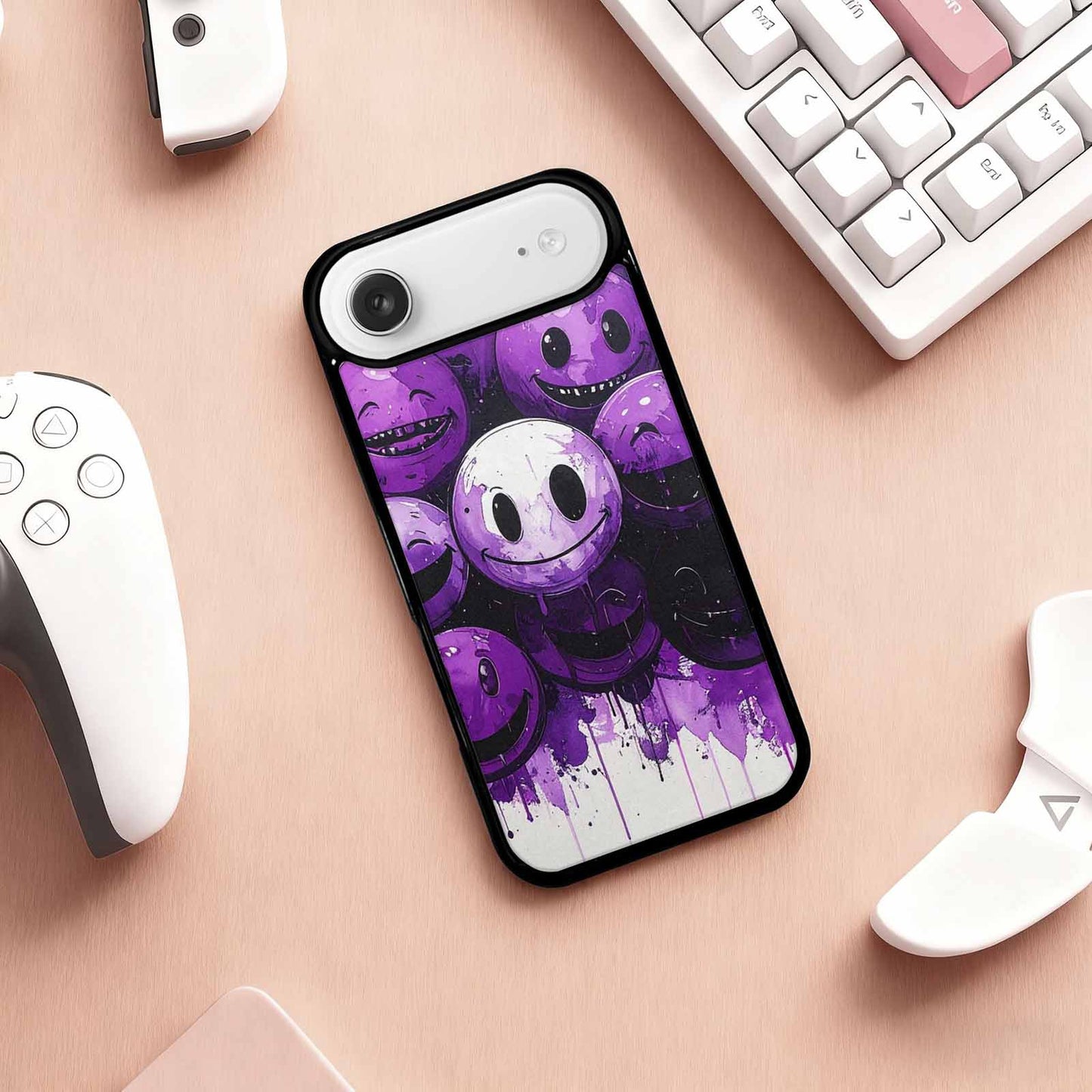 iPhone 17 Air Case — Black Purple Ink Melting Moon Original, Customized Protective Case
