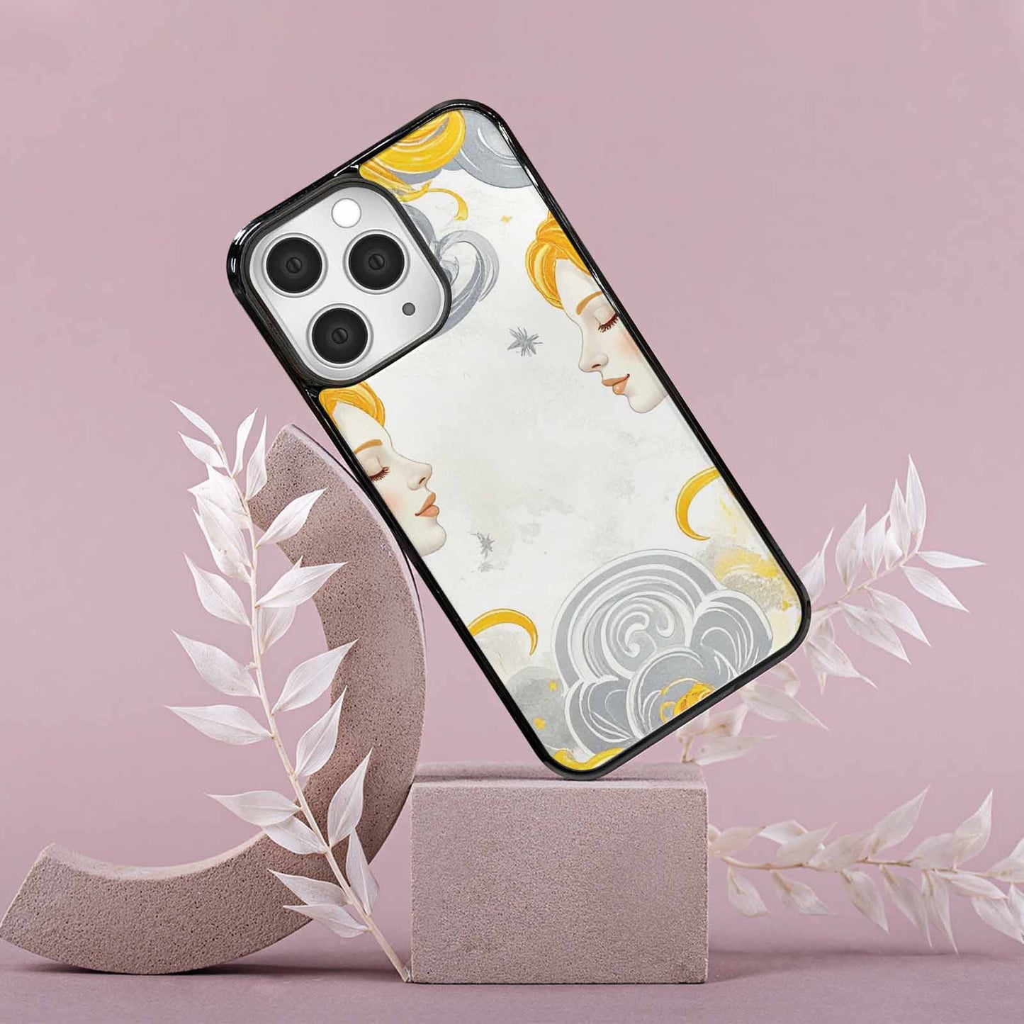 iPhone 15 Pro Max Case — Gemini Twins Zodiac Pattern Seamless Repeat, Custom Designed Case Cover