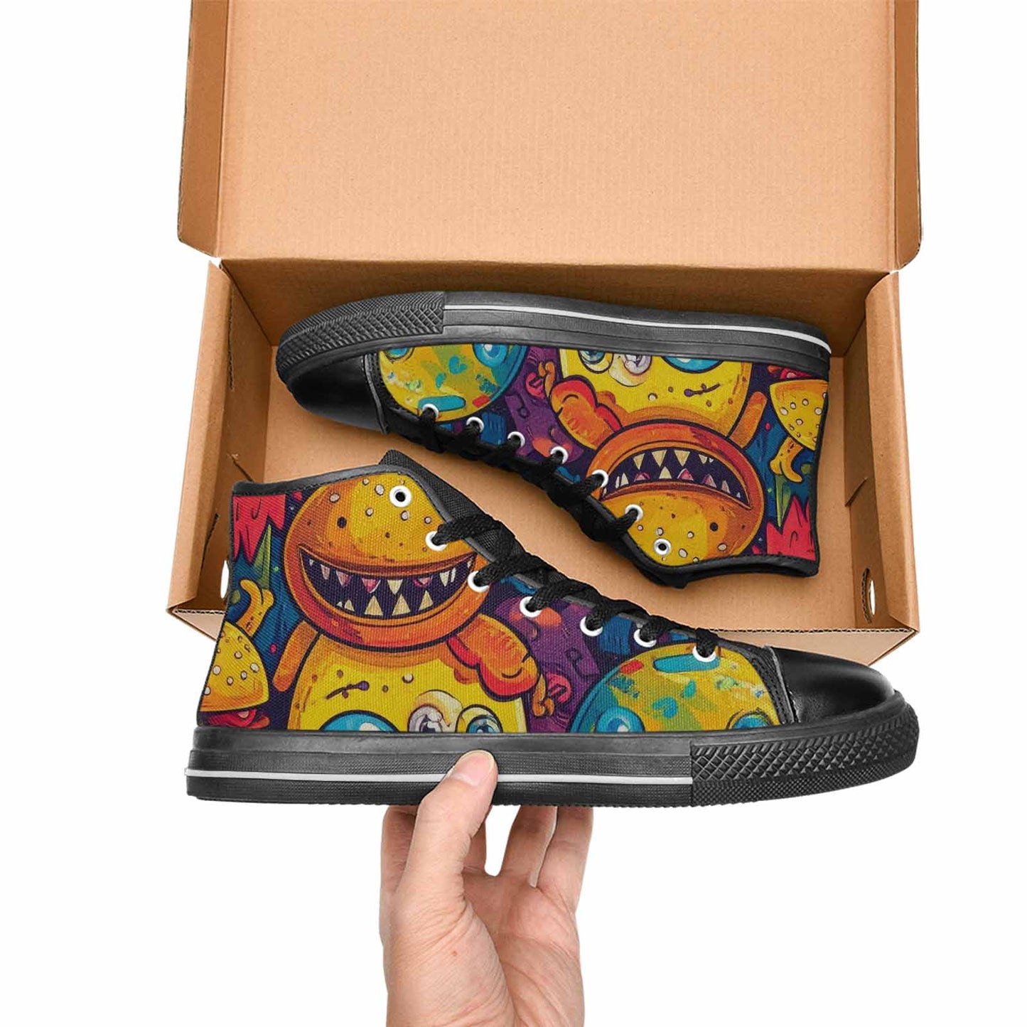MEN'S Cartoon Monster Character High Top Canvas Vibrant Chaos Sneakers