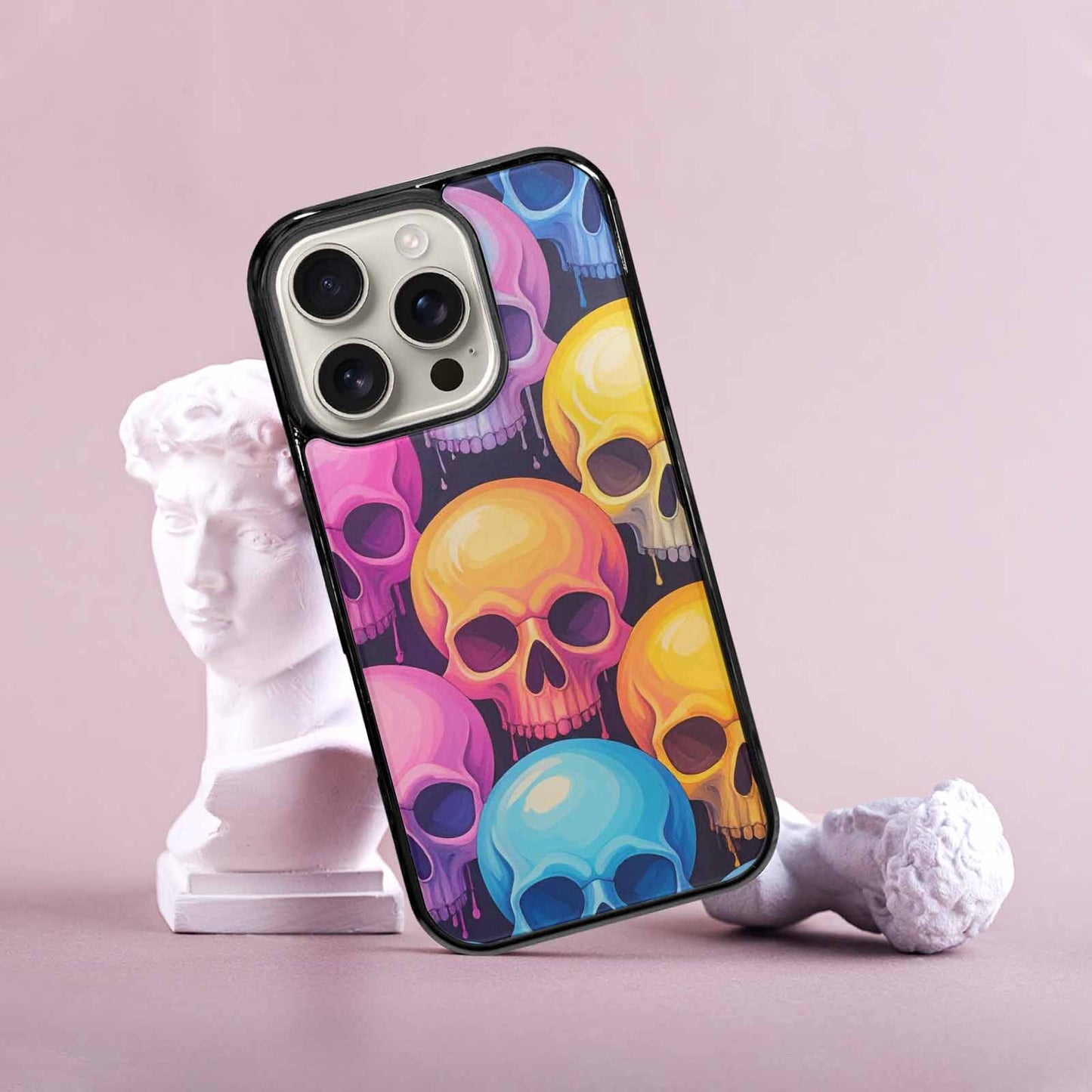 iPhone 16 Pro Case — Dripping Candy Skulls, Customized Protective Case