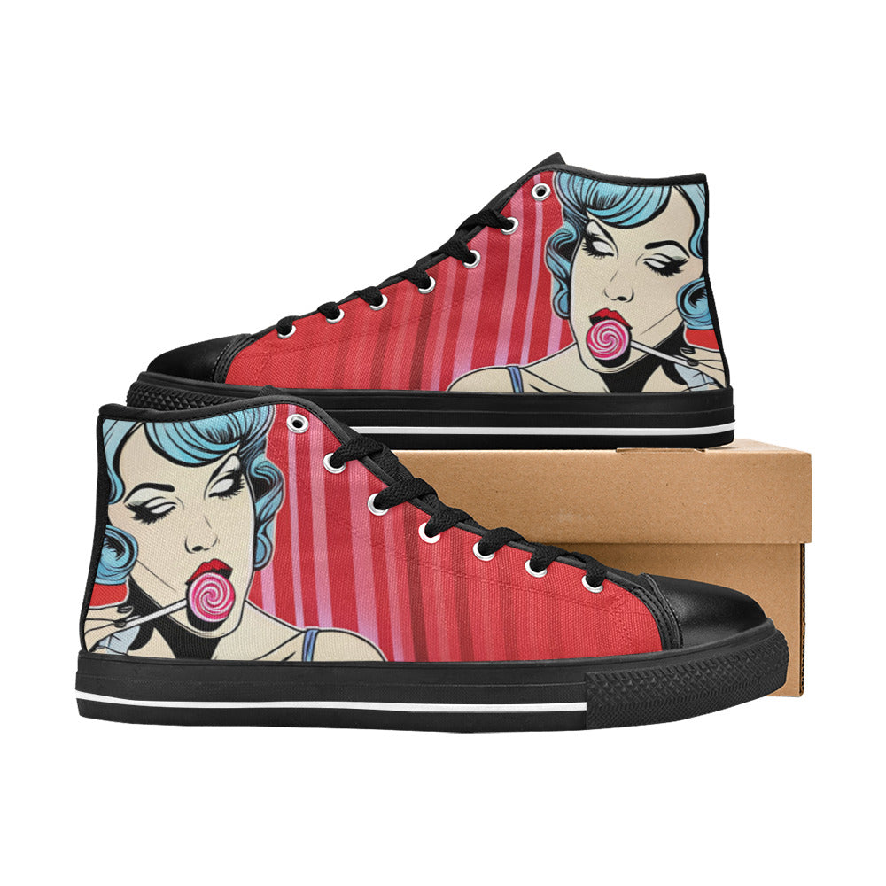 WOMEN'S Lollipop Woman Retro Comic High Top Canvas Dreamcore Sneakers