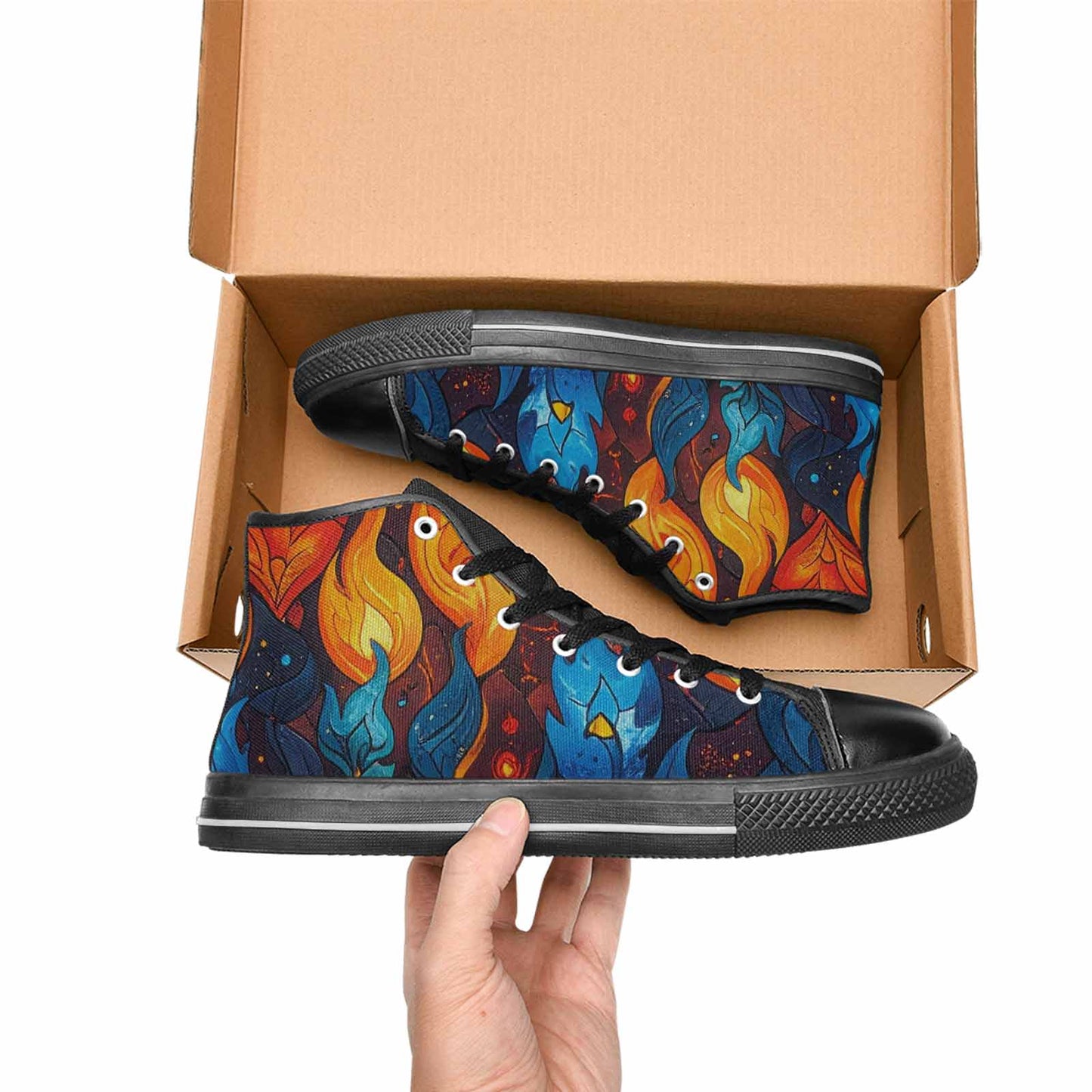 WOMEN'S Fire Flame High Top Canvas Cottagecore Shoes