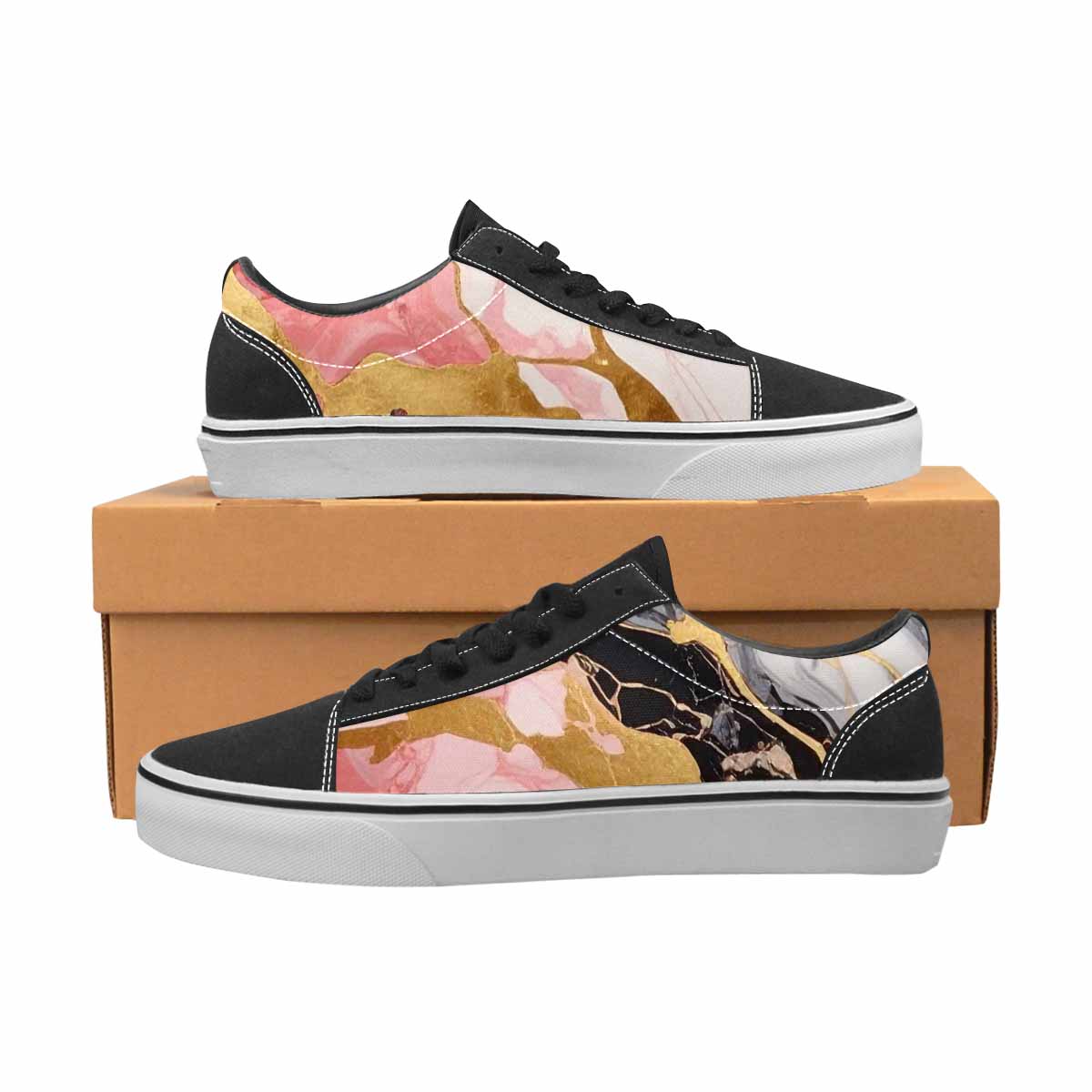 WOMEN'S Marble Vein Lace-Up Canvas Surreal Custom Shoes