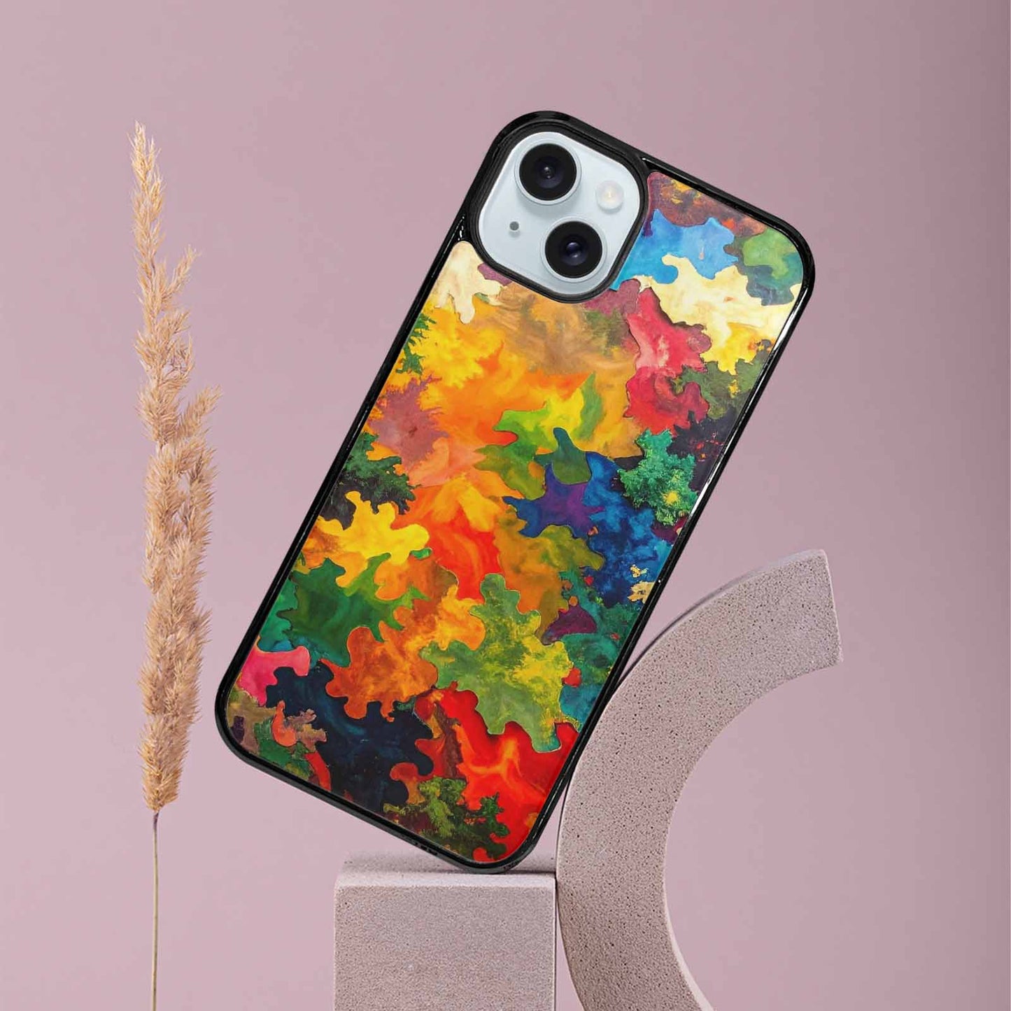 iPhone 15 Plus Case — Camo Patches Full Color Vibrant Camo, Personalized Phone Case