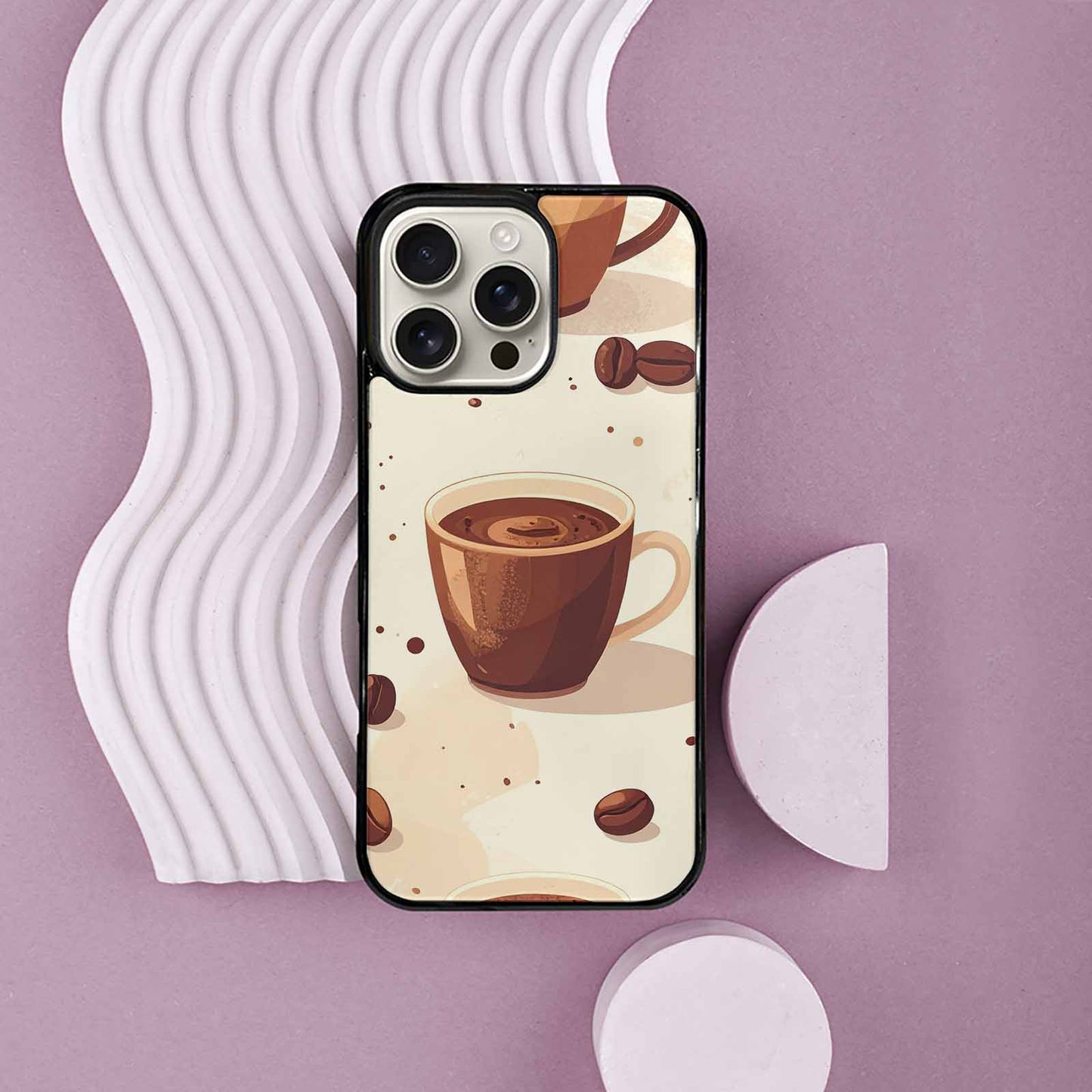 iPhone 16 Pro Max Case — Coffee Cup And Bean Pattern Seamless, Custom Print Case Cover