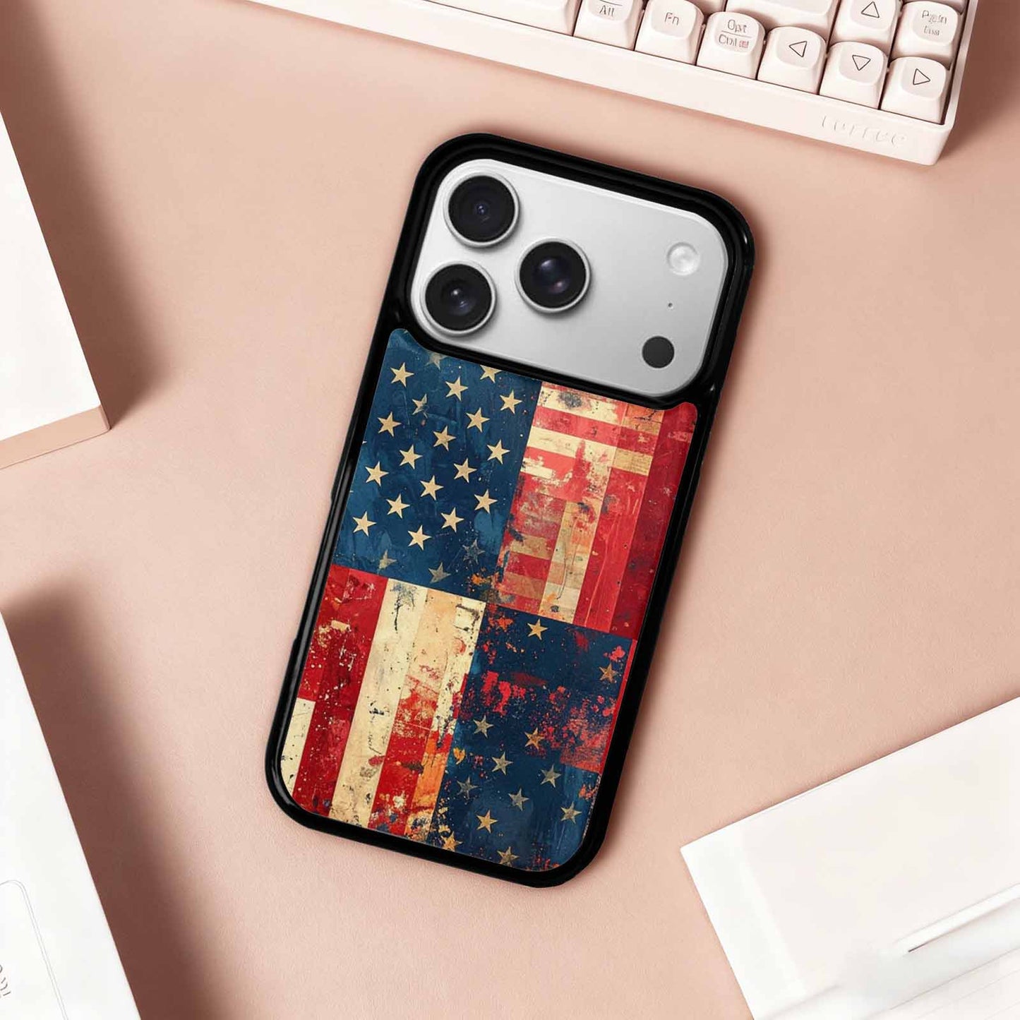 iPhone 17 Pro Case — Small American Flag Stars And Galaxy, Custom Printed Phone Case