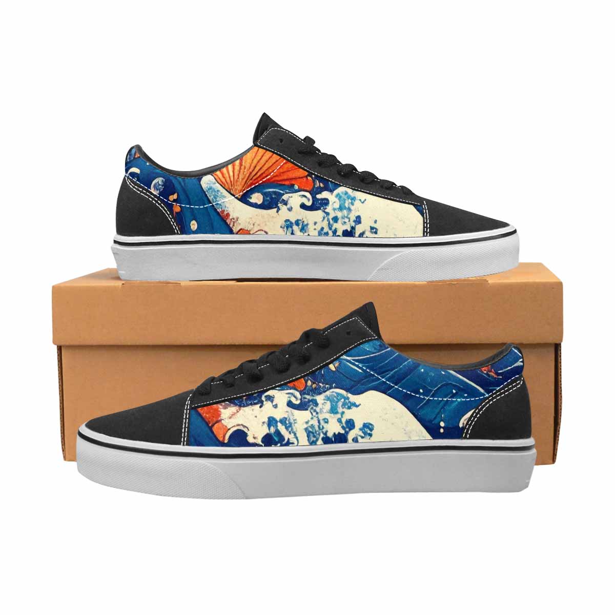 WOMEN'S Ocean Wave Canvas Lace-Up Wallpaper Art Shoes
