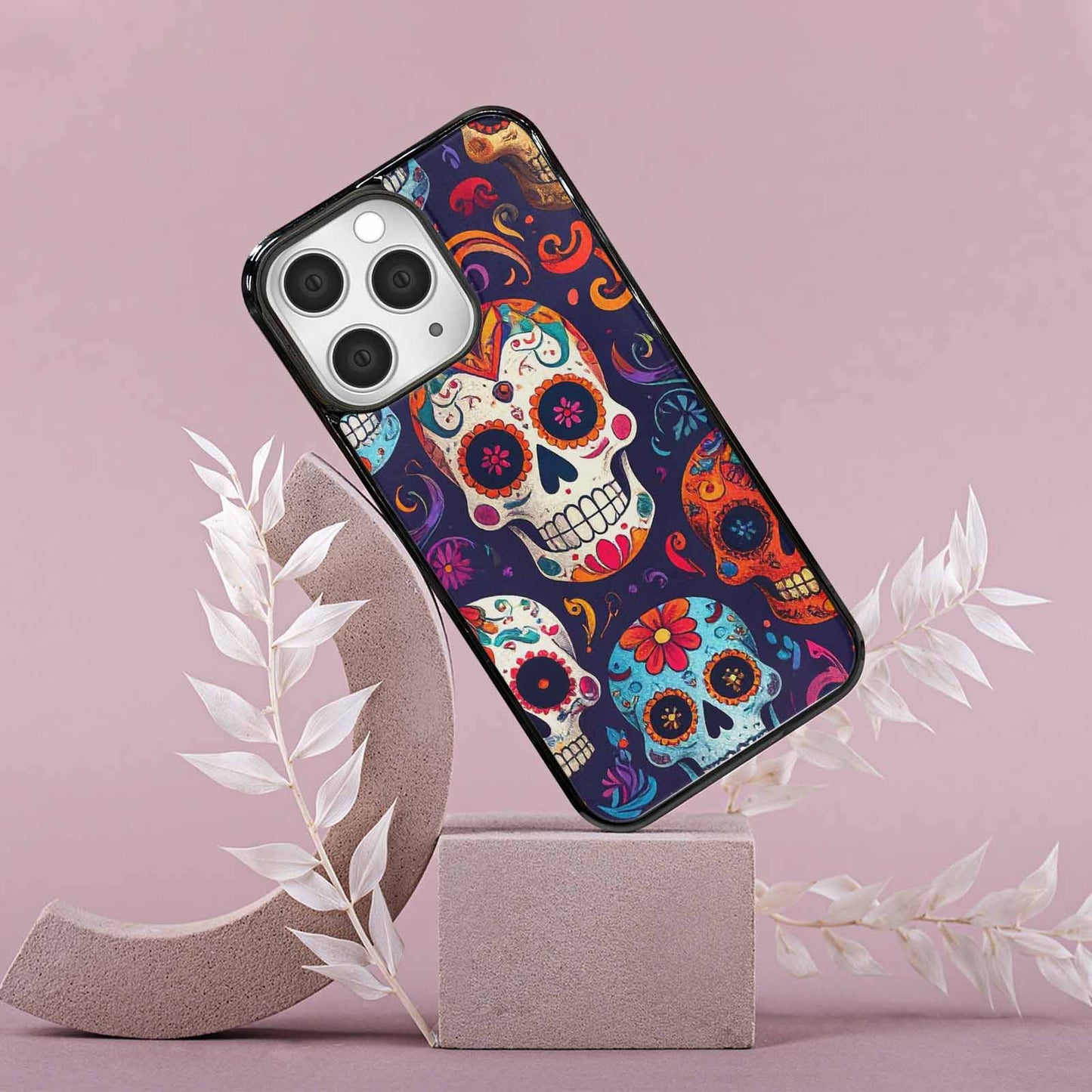 iPhone 15 Pro Max Case — Day Dead Sugar Skull Art 100s, Custom Made Phone Cover
