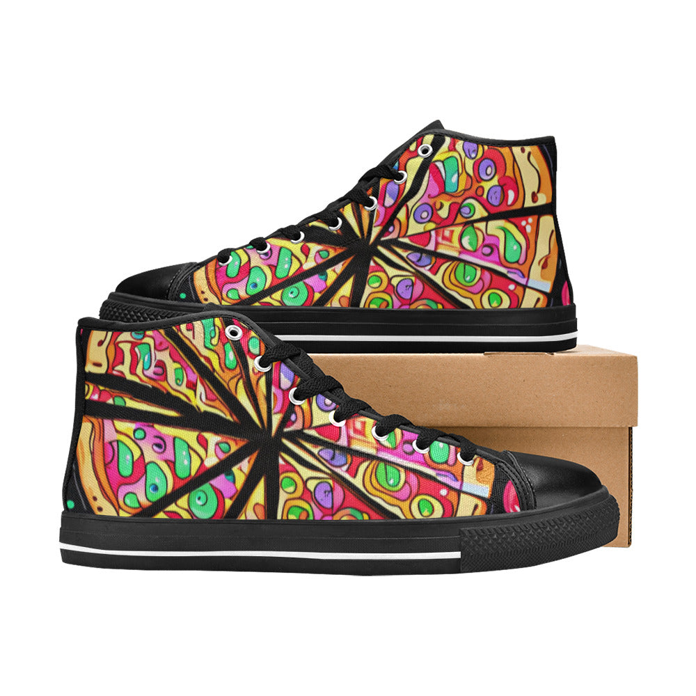 WOMEN'S Pizza Fantasy Art High Top Canvas Surreal Sneakers