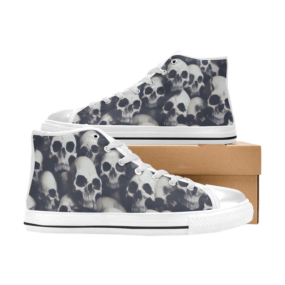 WOMEN'S Cc Skulls Greyscale Style High Top Canvas Vibrant Chaos Shoes