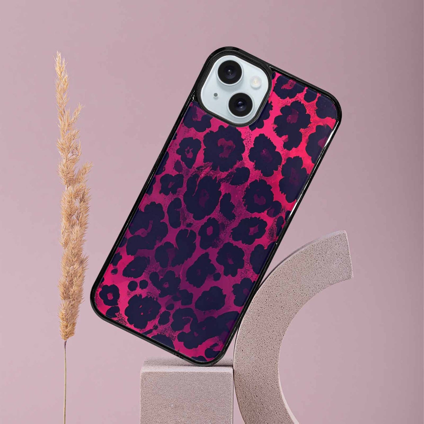 iPhone 15 Plus Case — Leopard Print Dark, Personalized Phone Case