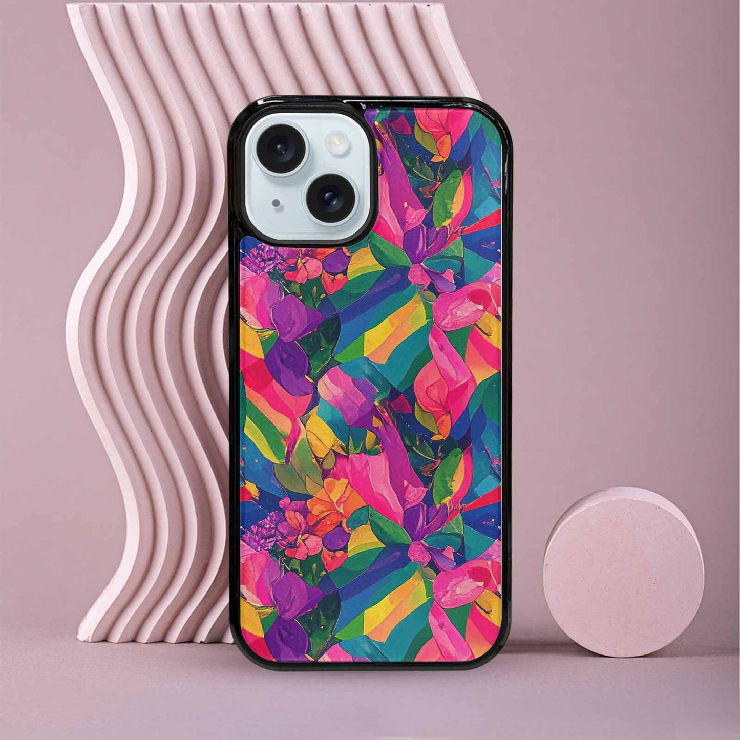 iPhone 15 Case — Polysexual Flag Color Theme Small Rainbow, Custom Print Case Cover