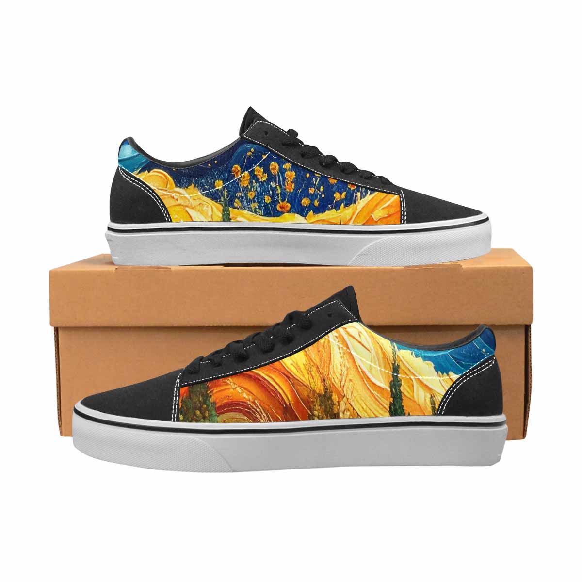 WOMEN'S Van Gogh-Style Swirl Canvas Lace-Up Grunge Sneakers