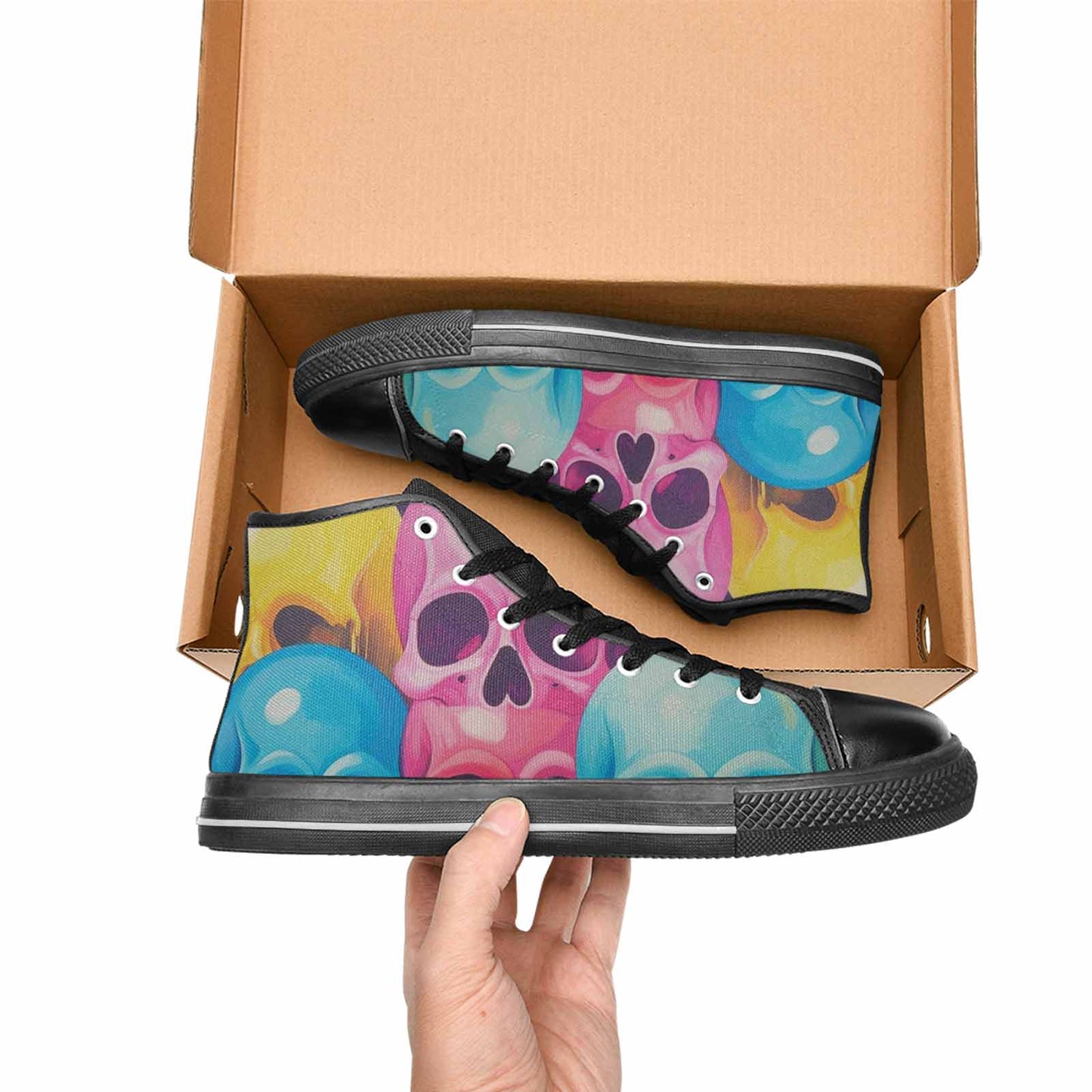 MEN'S Dripping Candy Skulls High Top Canvas Vivid Sneakers