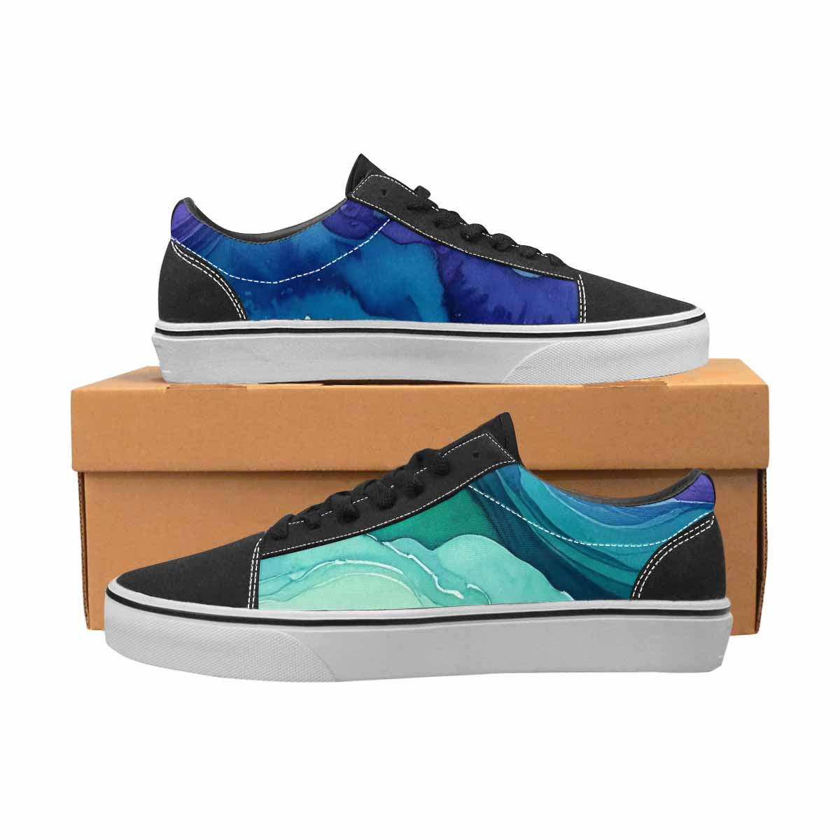 MEN'S Galaxy Aurora Nebula Canvas Lace-Up Vibrant Chaos Custom Shoes