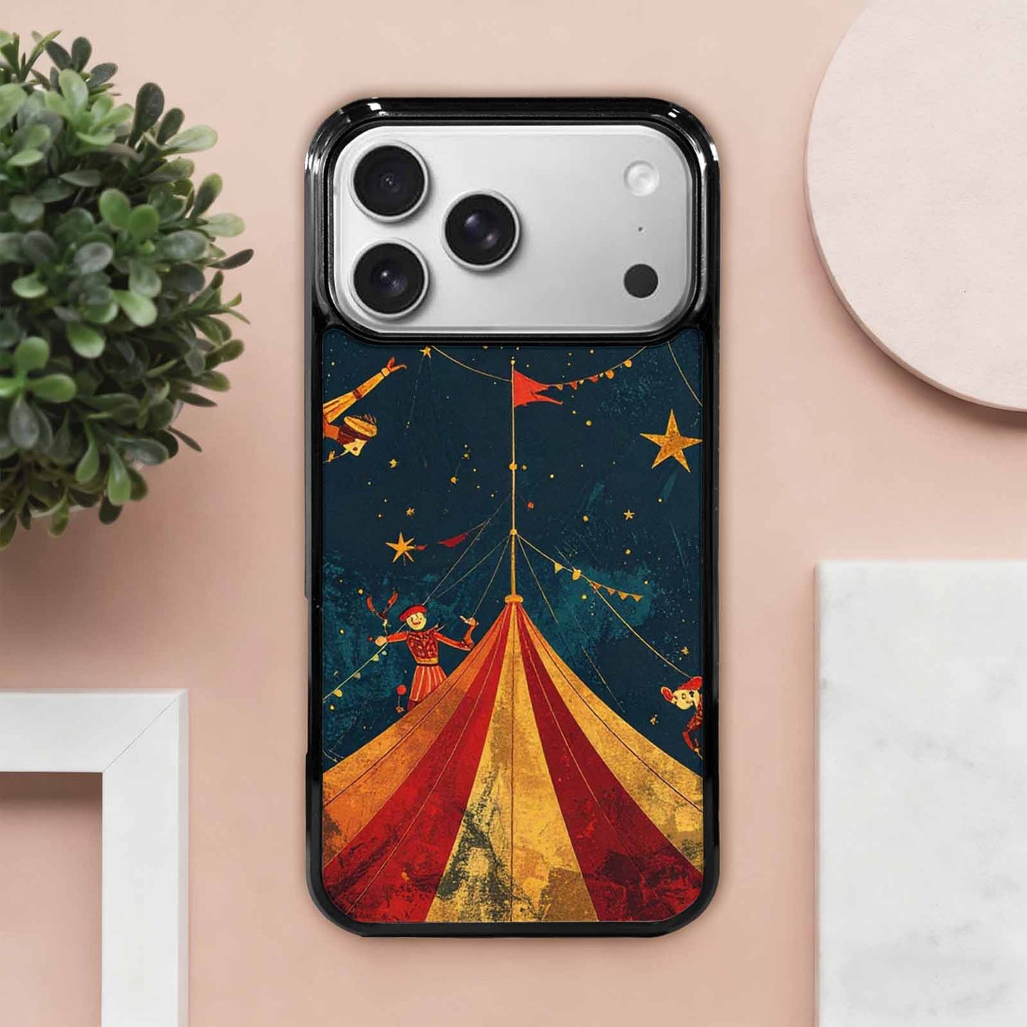 iPhone 17 Pro Max Case — Vintage Circus Art Pattern Retro Vintage, Custom Printed Phone Case