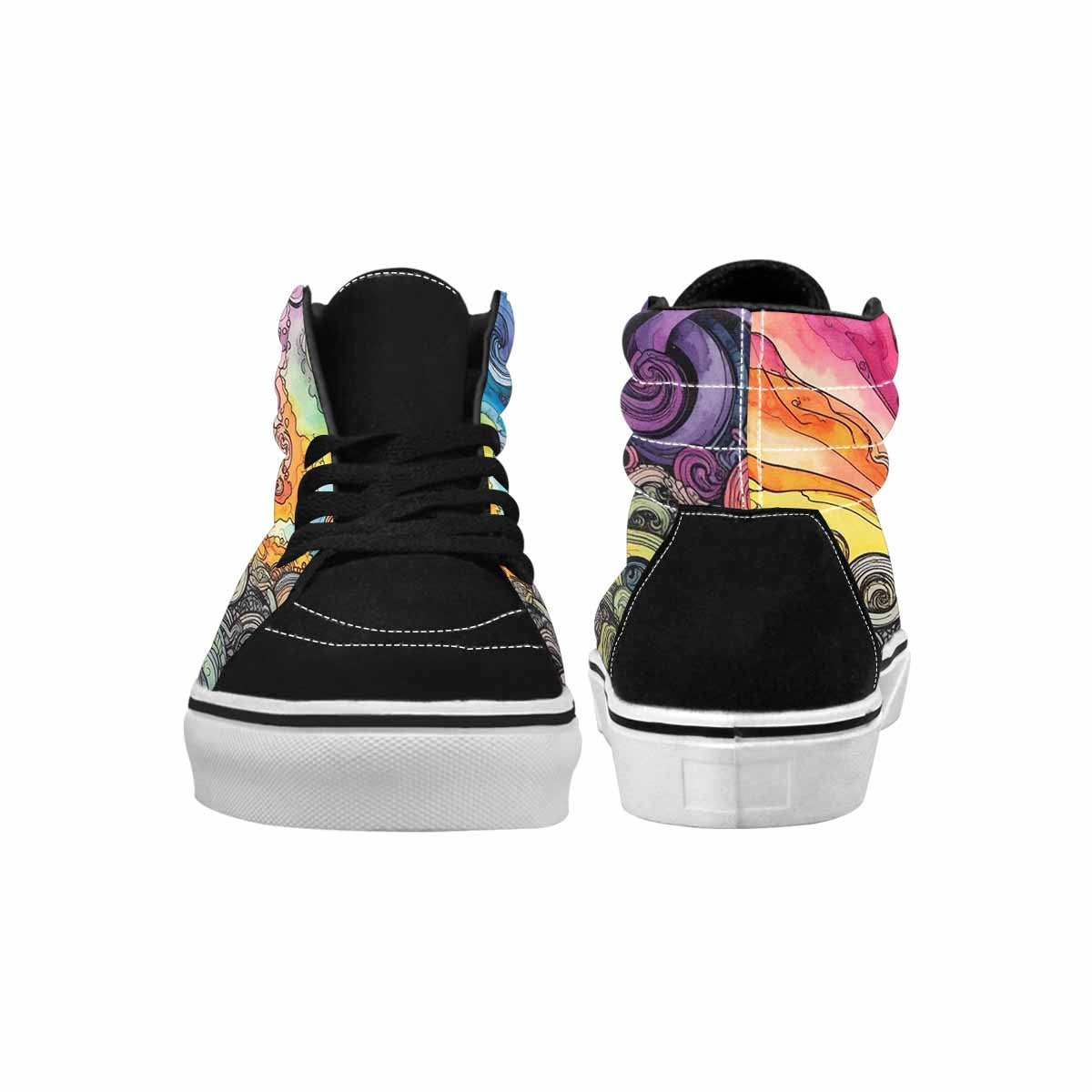 MEN'S Tie High Top Canvas Vibrant Chaos Custom Sneakers