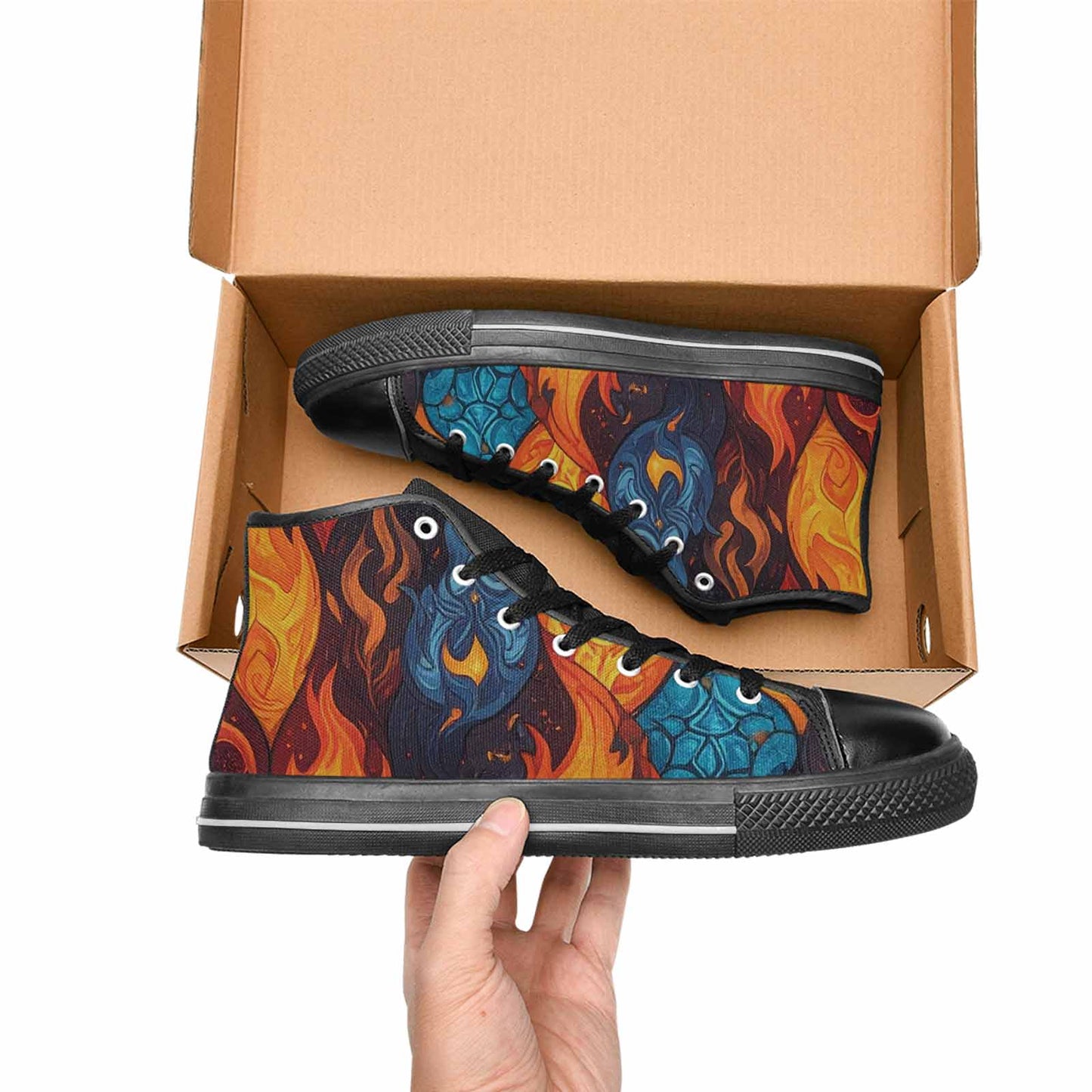 WOMEN'S Fire Flame High Top Canvas Y2K Sneakers